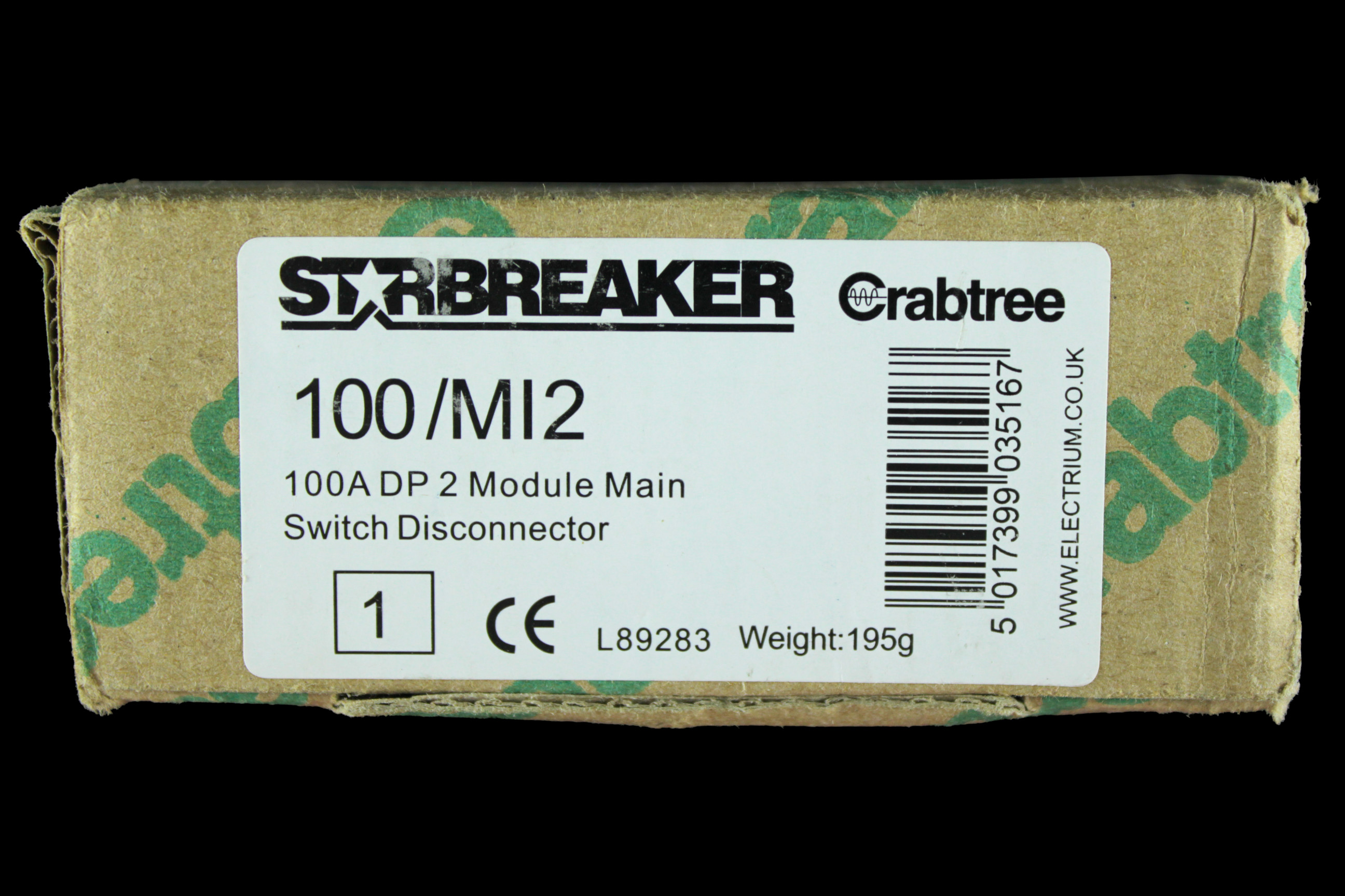 CRABTREE 100 AMP DOUBLE POLE MAIN SWITCH DISCONNECTOR 100/MI2 STARBREAKER