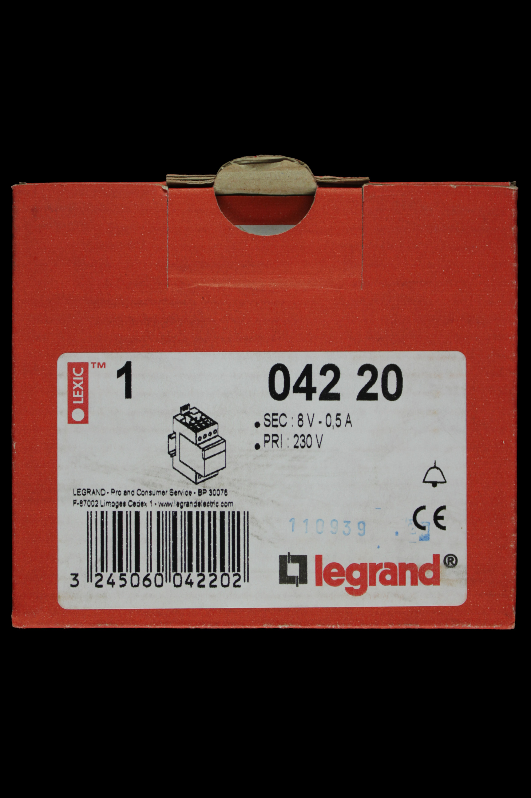LEGRAND 8V 0.5A DOOR BELL TRANSFORMER DIN RAIL 230V 04220