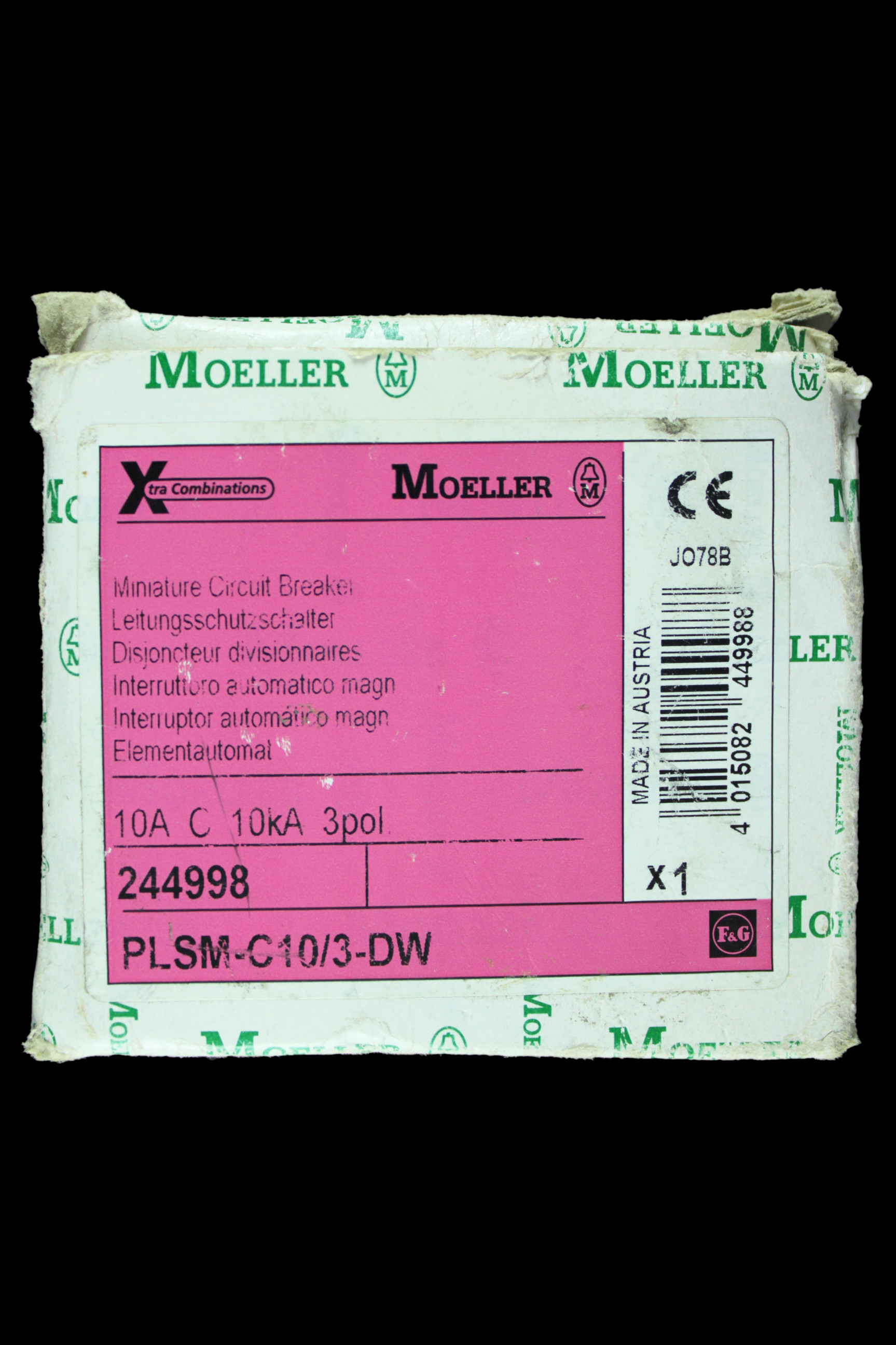 MOELLER 10 AMP CURVE C 10kA TRIPLE POLE MCB CIRCUIT BREAKER PLSM-C10/3