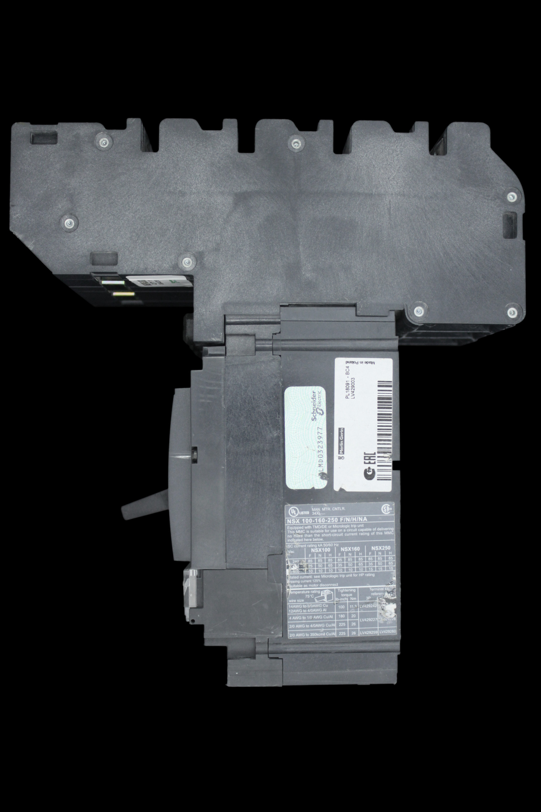 SCHNEIDER 80 AMP 36kA TRIPLE POLE MCCB NSX100F MGP0803X