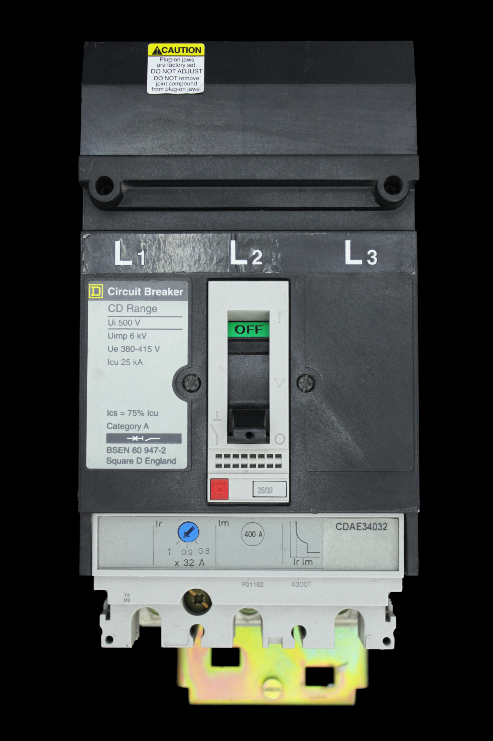 SQUARE D 32 AMP 25kA TRIPLE POLE MCCB CDAE34032