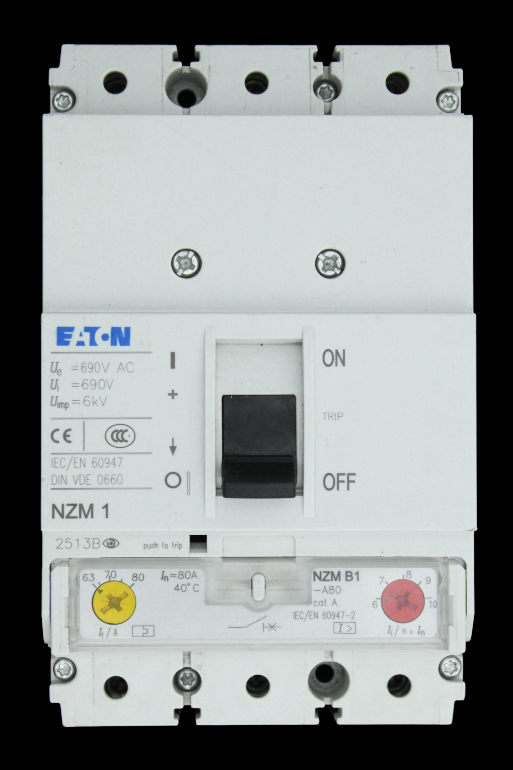 EATON 80 AMP 25kA TRIPLE POLE MCCB NZM1 NZMB1-A80