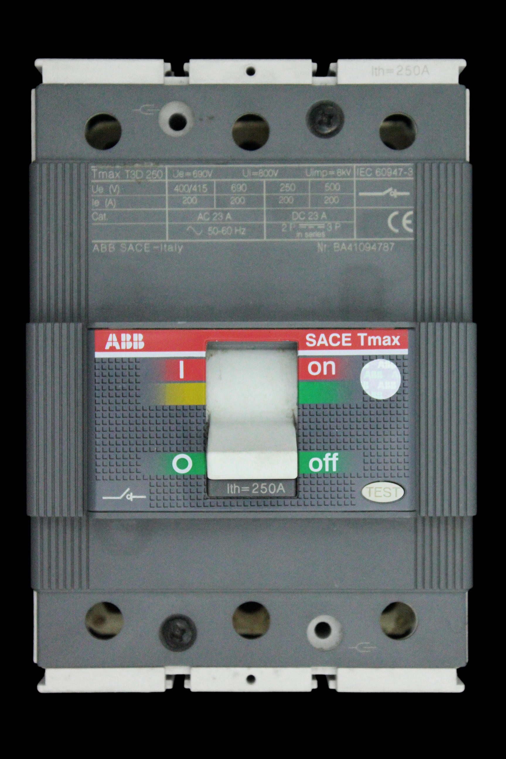 ABB 250 AMP TRIPLE POLE MCCB SACE TMAX