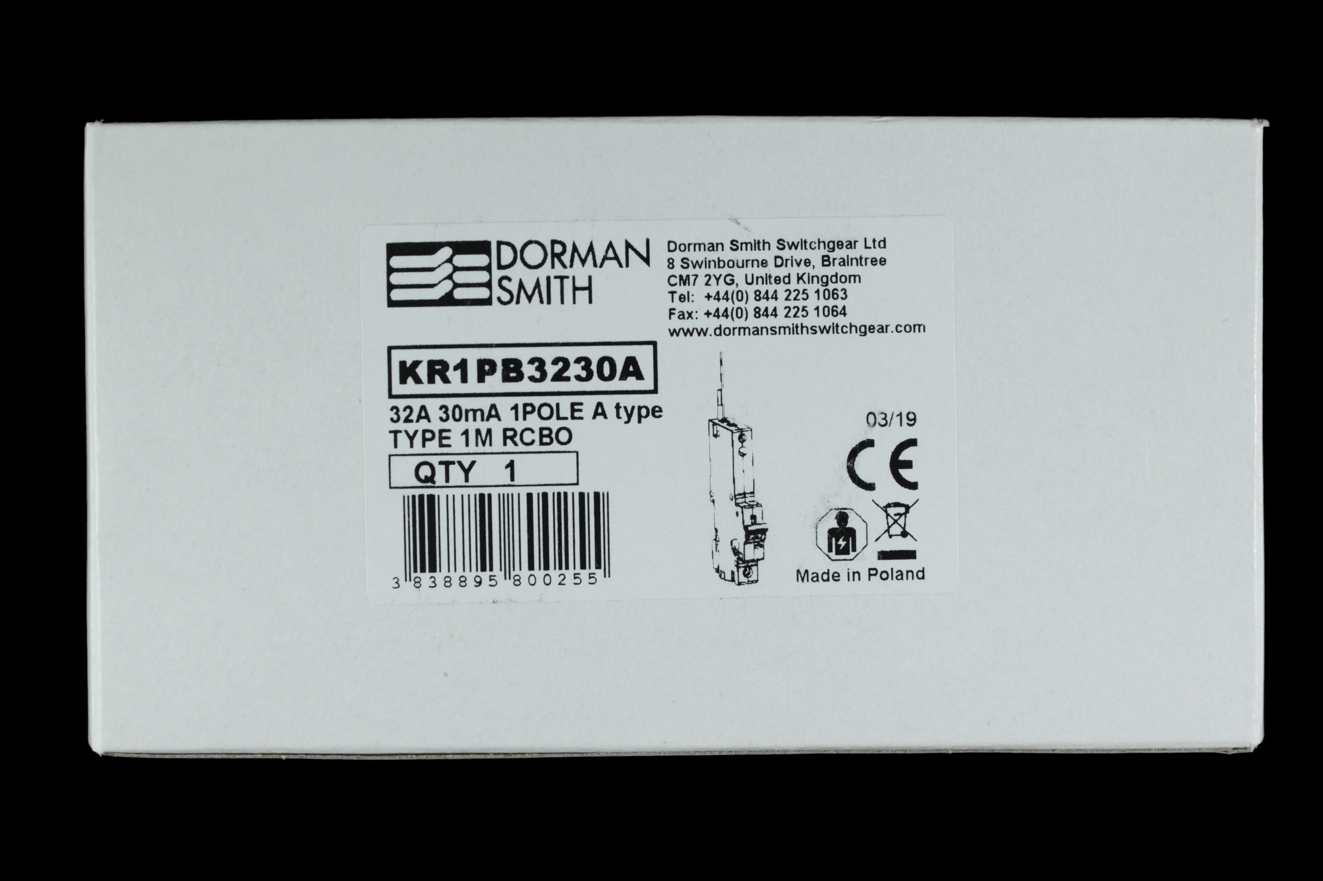 DORMAN SMITH 32 AMP CURVE B 10kA 30mA RCBO TYPE A KR1PB3230A