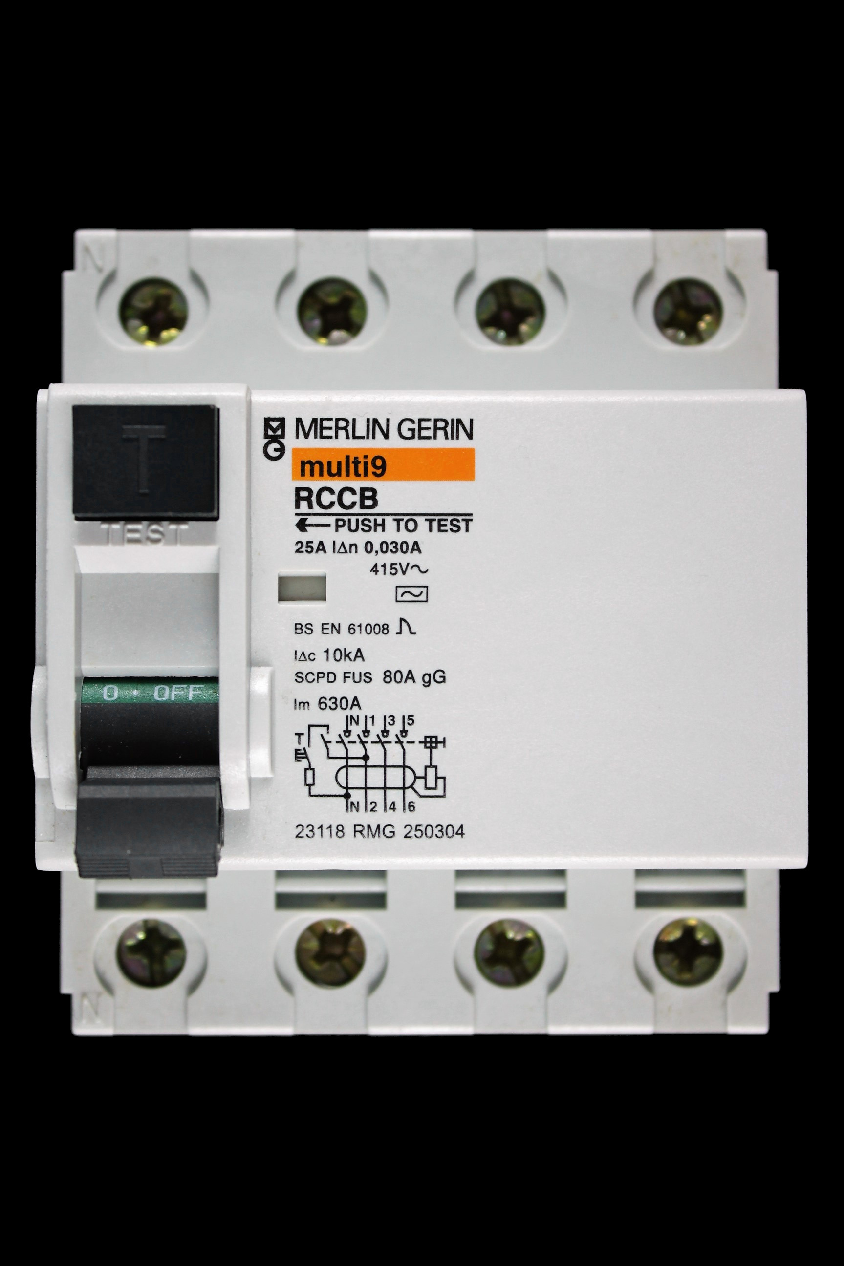 MERLIN GERIN 25 AMP 30mA FOUR POLE RCCB RCD TYPE AC 23118 RMG 250304