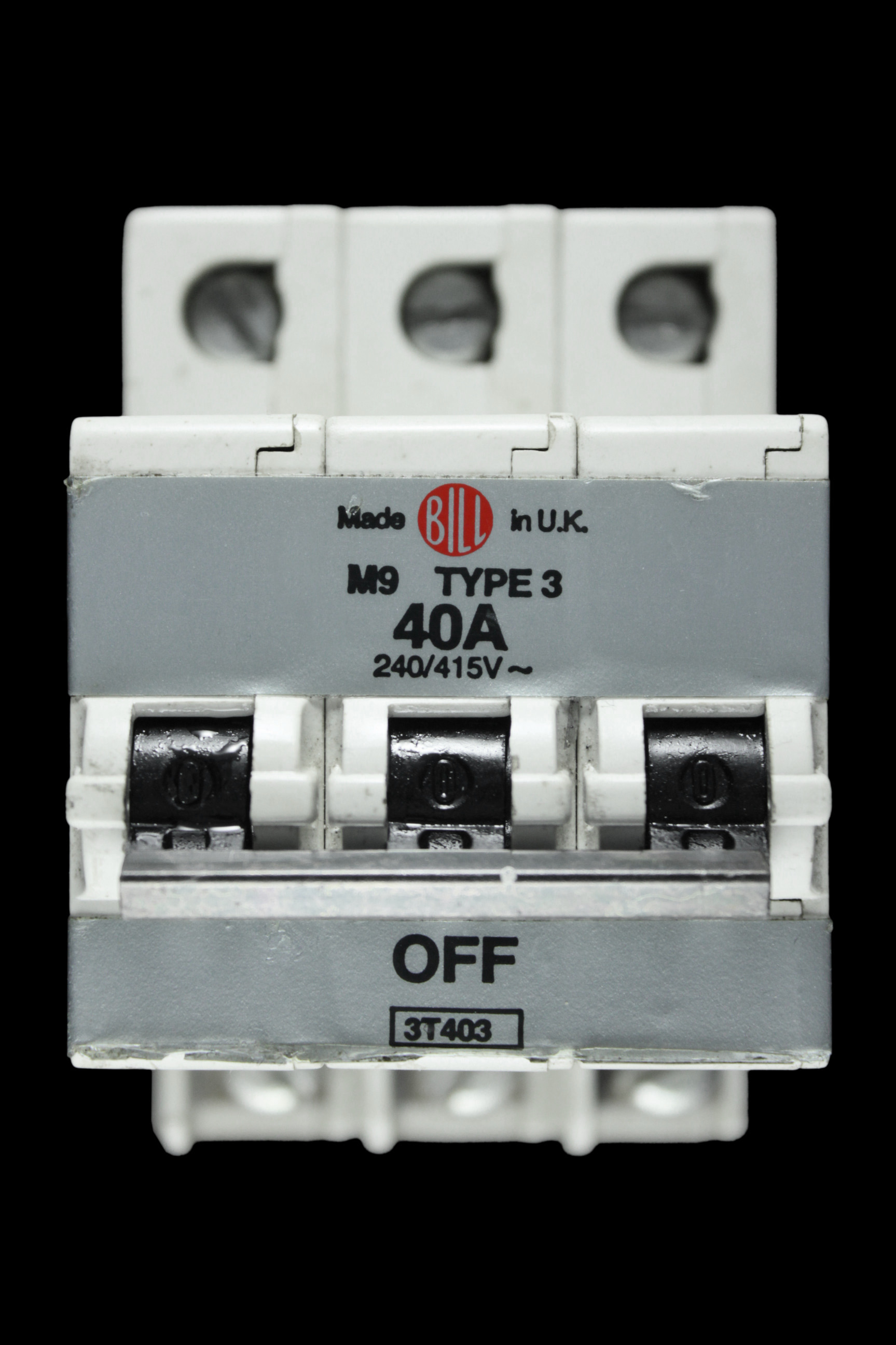 BILL 40 AMP TYPE 3 M9 TRIPLE POLE MCB CIRCUIT BREAKER 3T403