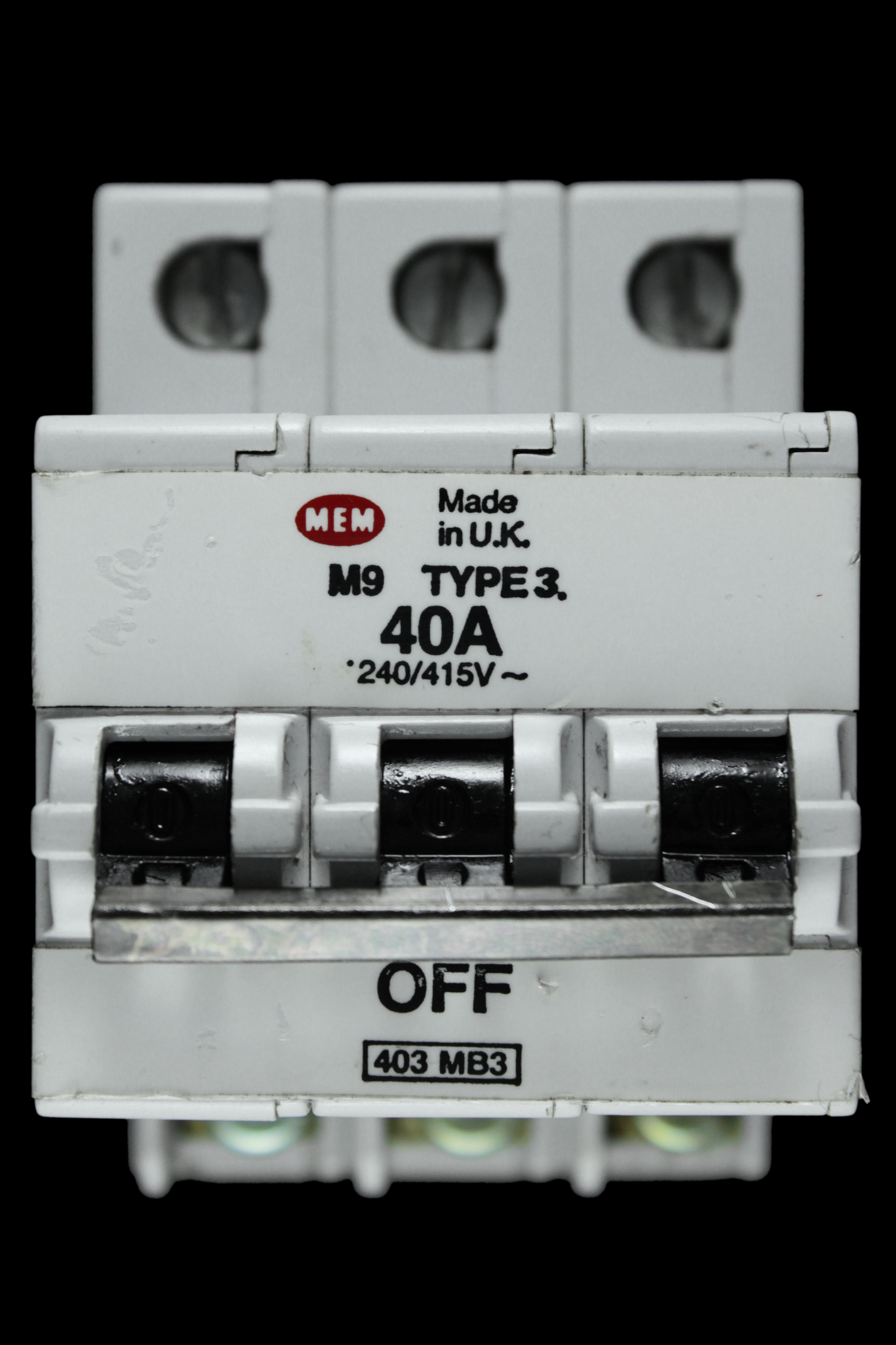 MEM 40 AMP TYPE 3 M9 TRIPLE POLE MCB CIRCUIT BREAKER 403 MB3