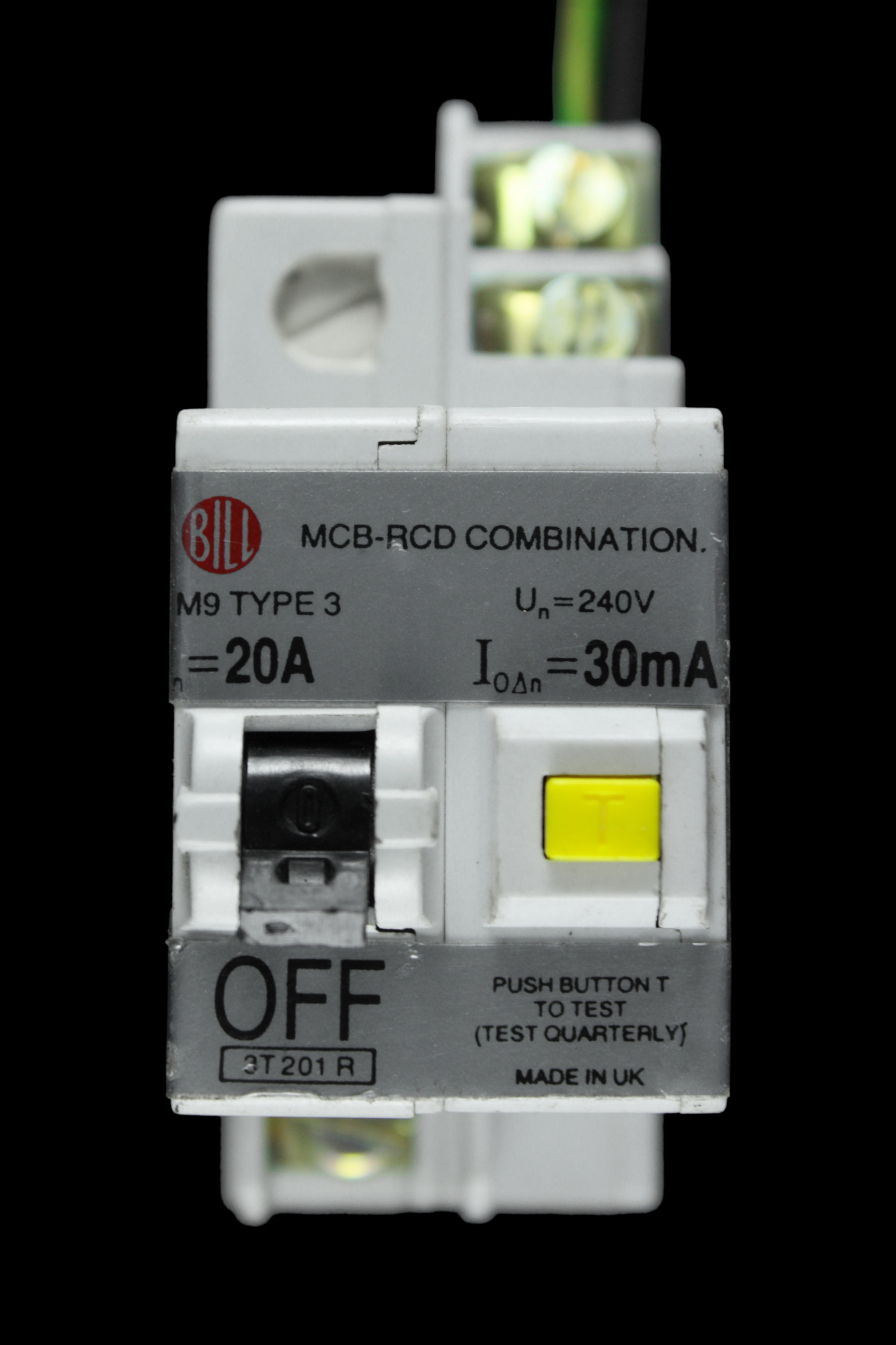BILL 20 AMP TYPE 3 M9 30mA DOUBLE POLE MCB-RCD RCBO 3T201R