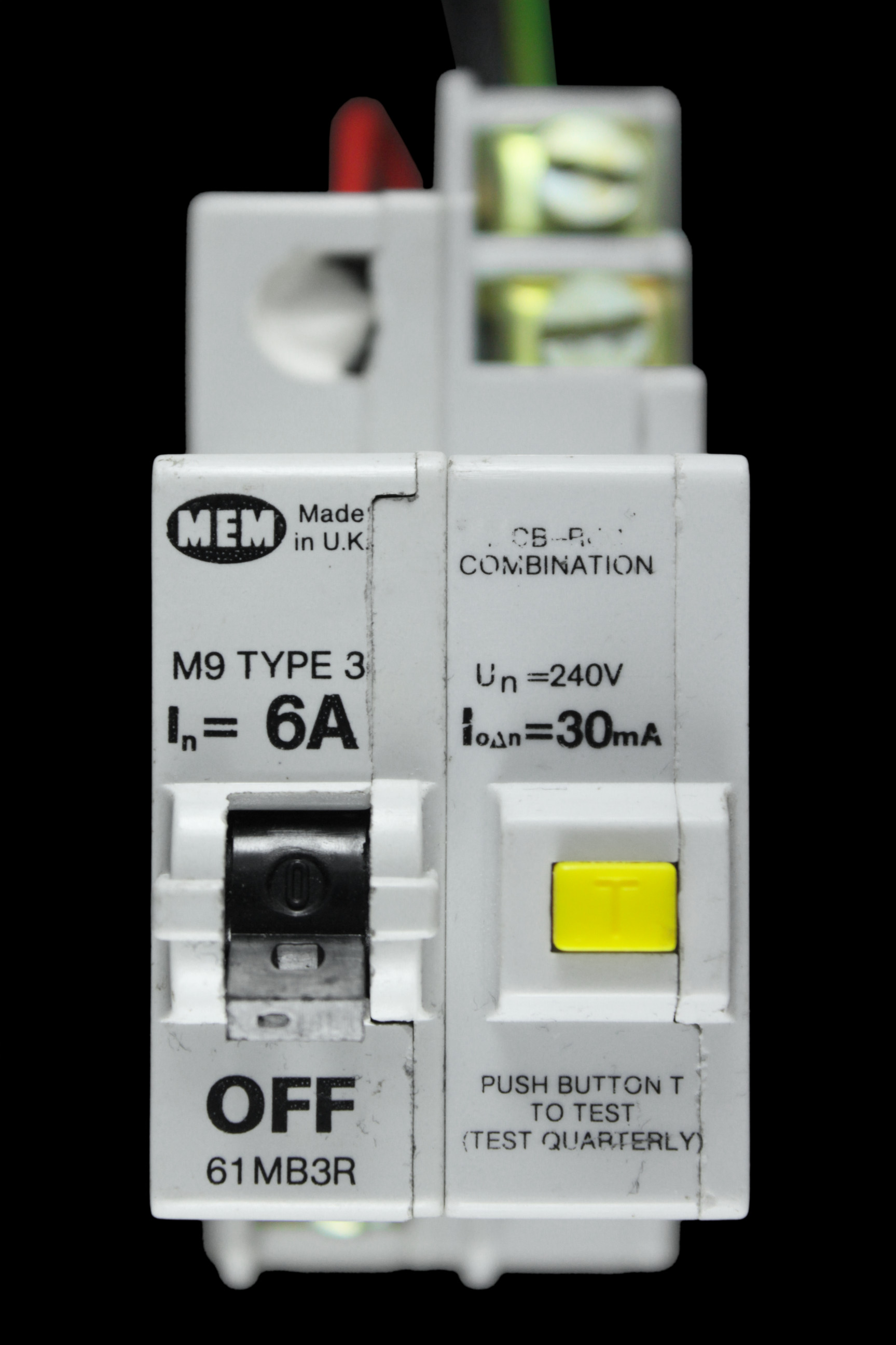 MEM 6 AMP TYPE 3 M9 30mA DOUBLE POLE MCB-RCD RCBO 61MB3R