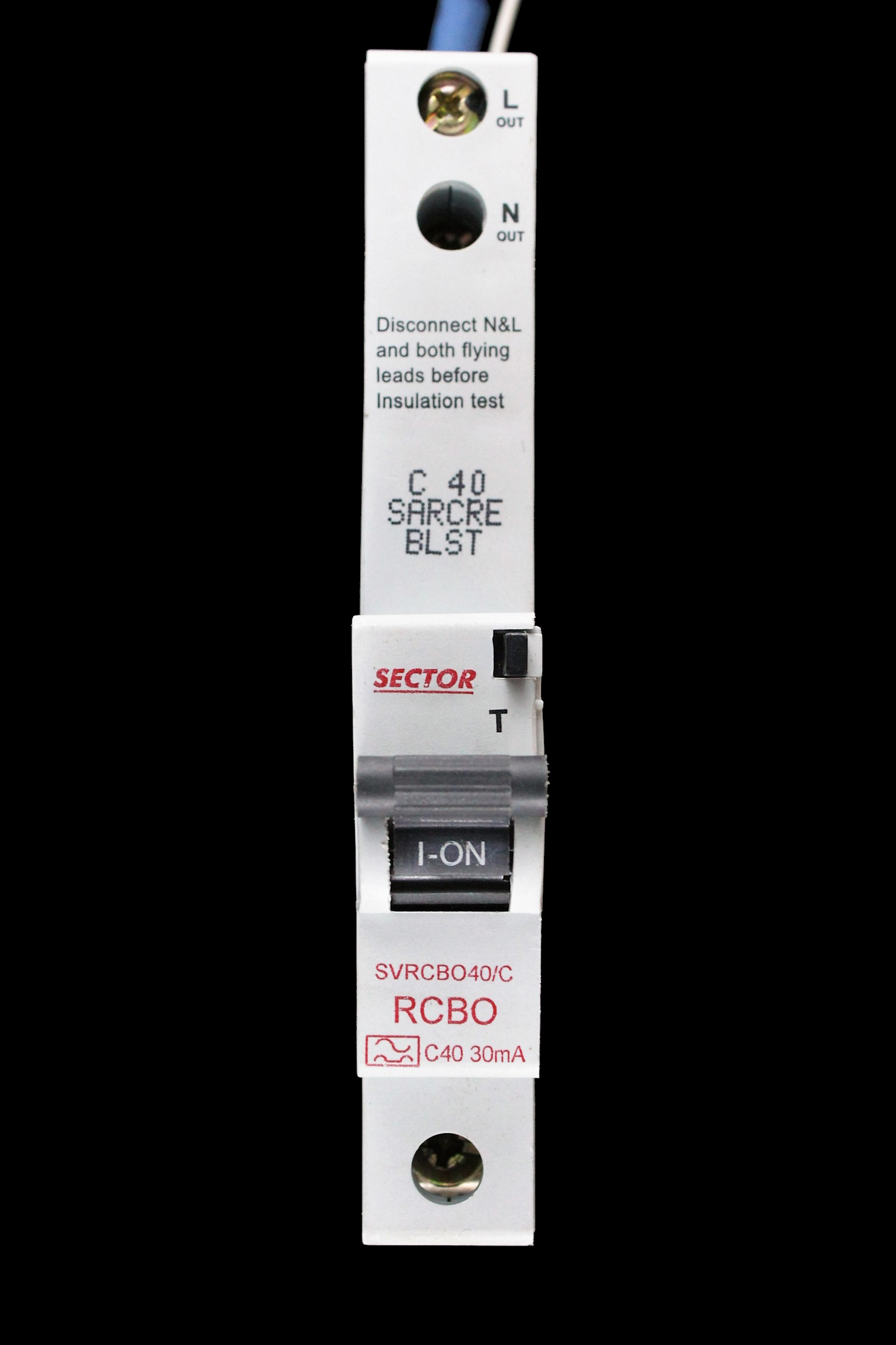 SECTOR 40 AMP CURVE C 6kA 30mA RCBO TYPE A SVRCBO40/C RED