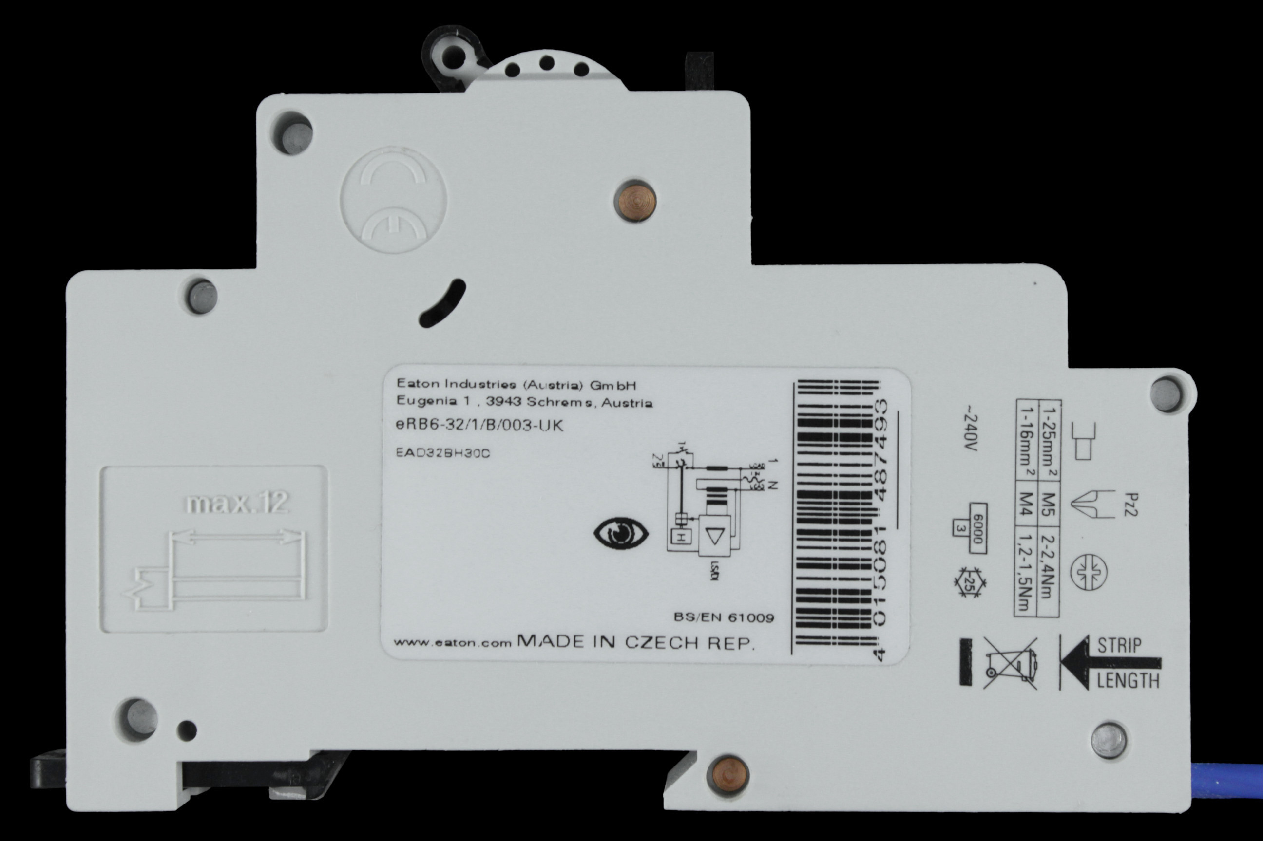 EATON 32 AMP CURVE B 6kA 30mA RCBO TYPE AC ERB6-32/1/B/003 EAD32BH30C
