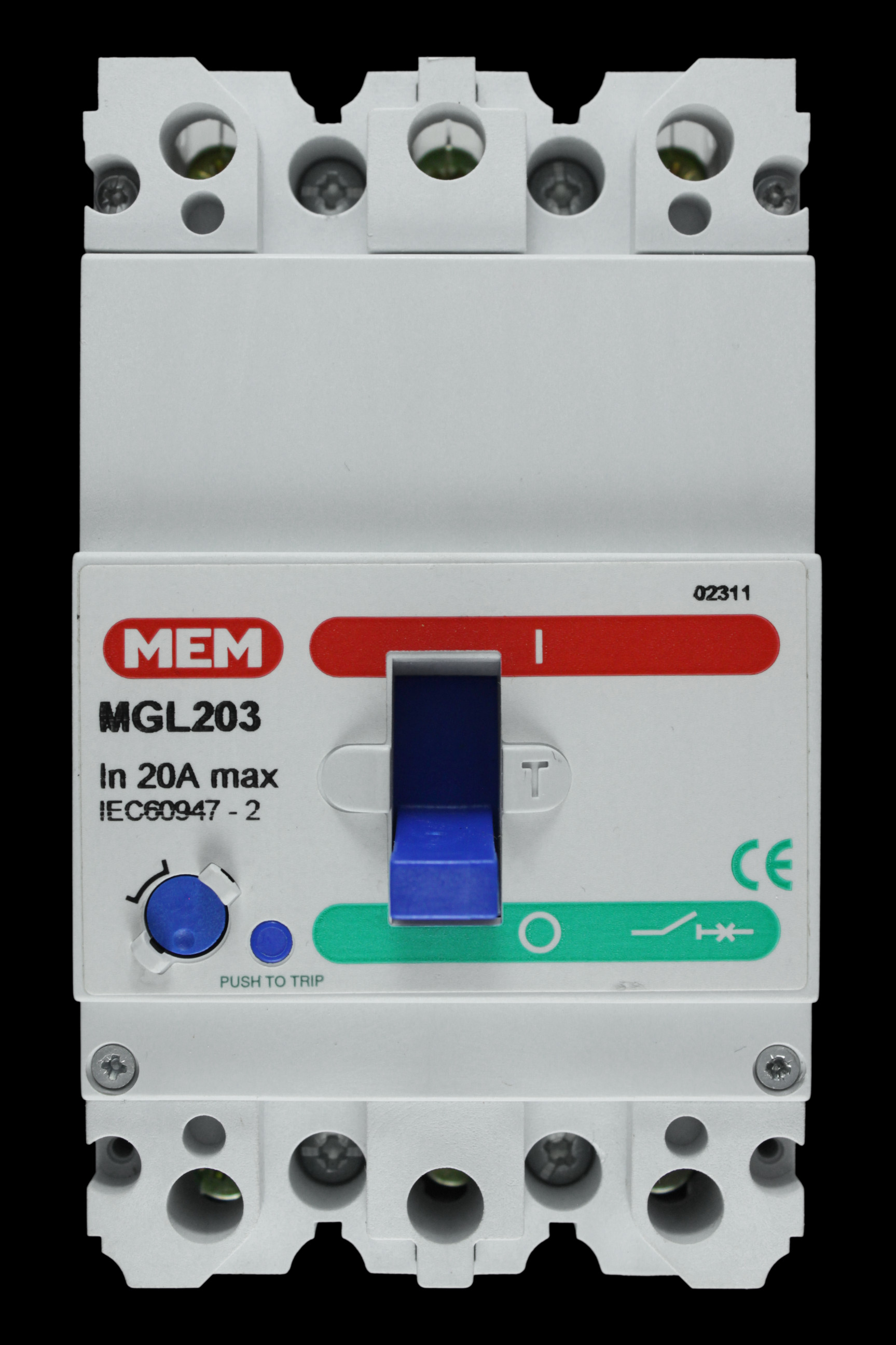 MEM 20 AMP 16kA TRIPLE POLE MCCB MGL203