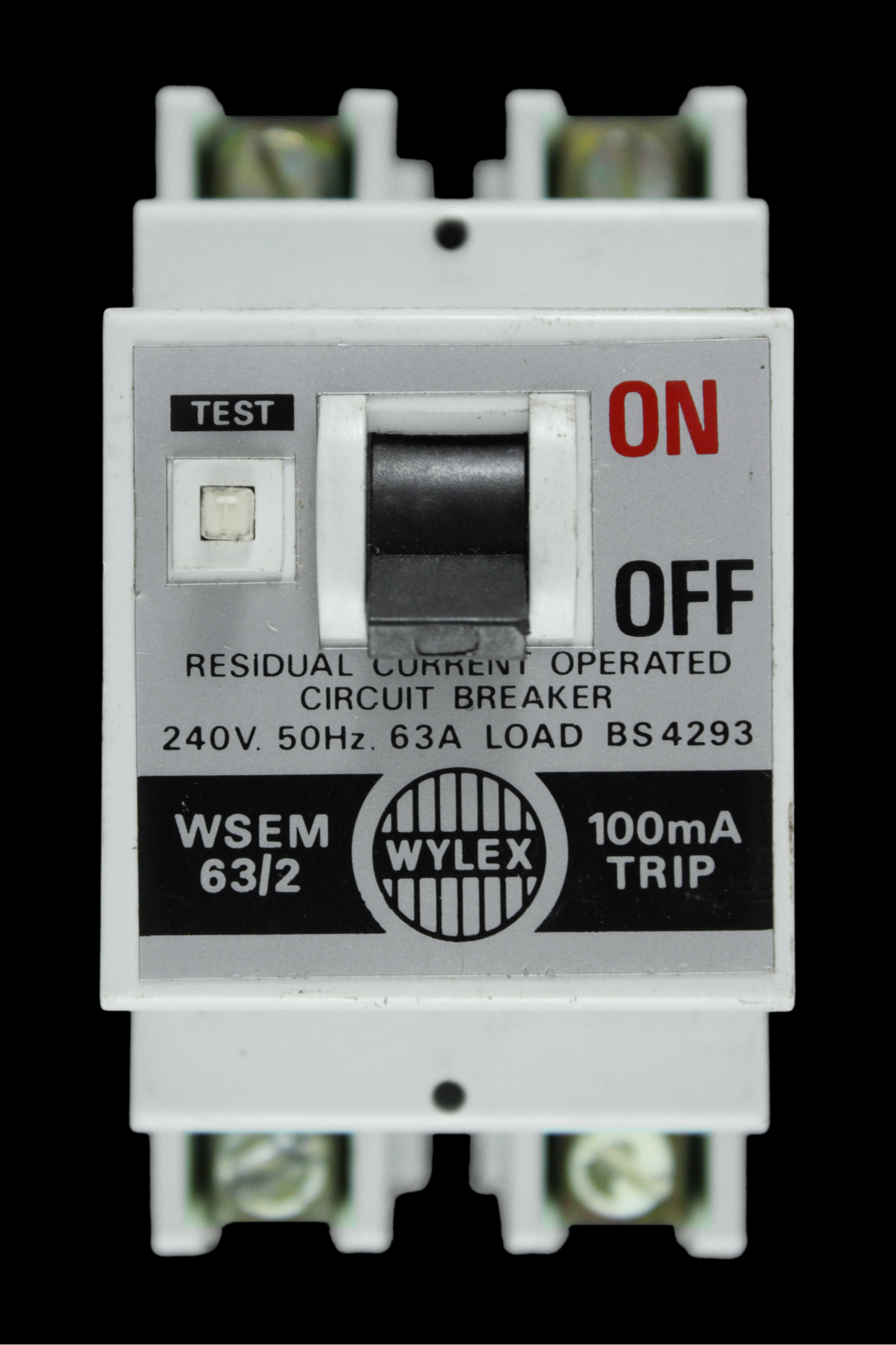 WYLEX 63 AMP 100mA DOUBLE POLE RCCB RCD WSEM 63/2 NARROW
