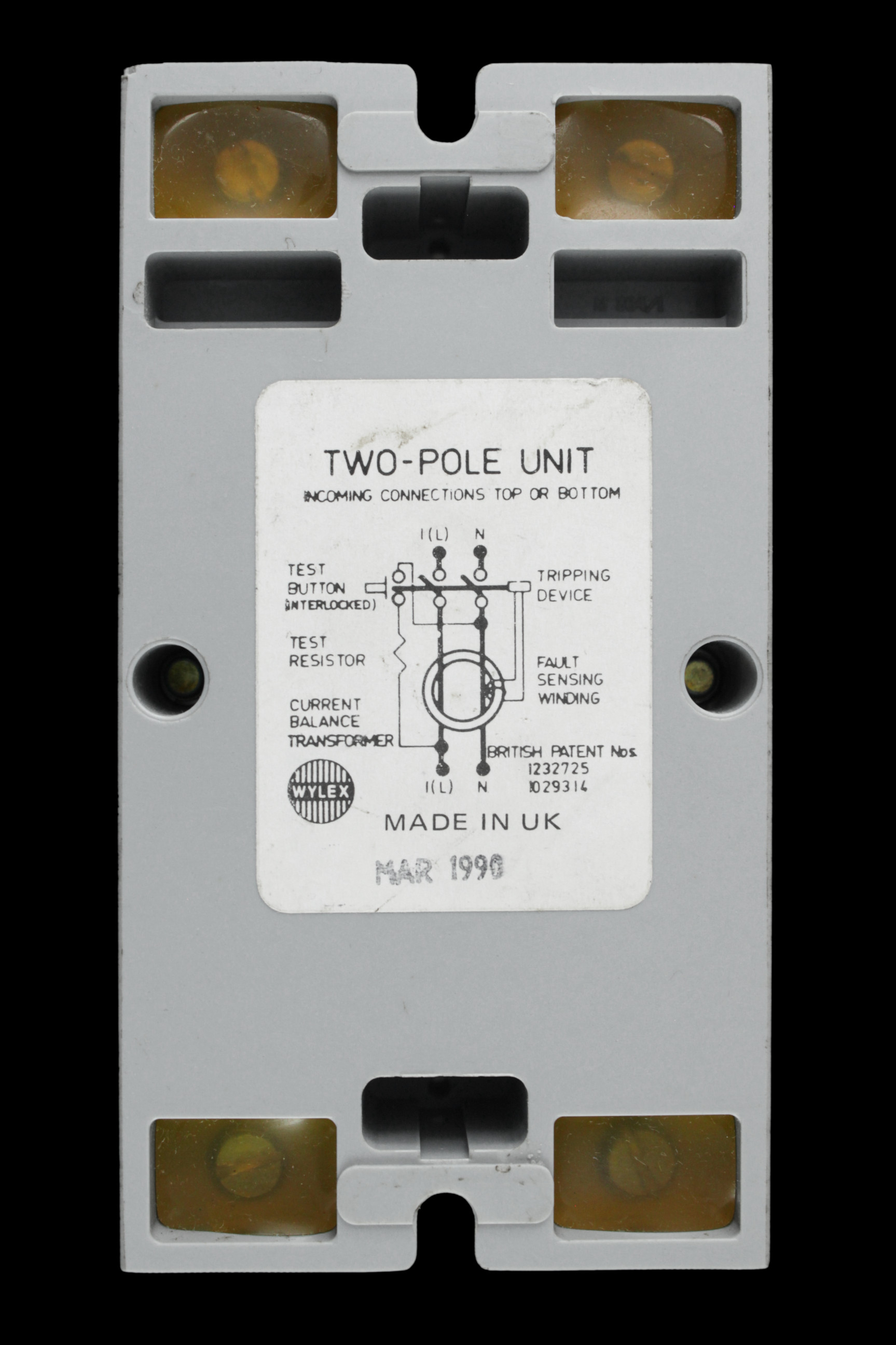 WYLEX 80 AMP 100mA DOUBLE POLE RCCB RCD WEM80/2