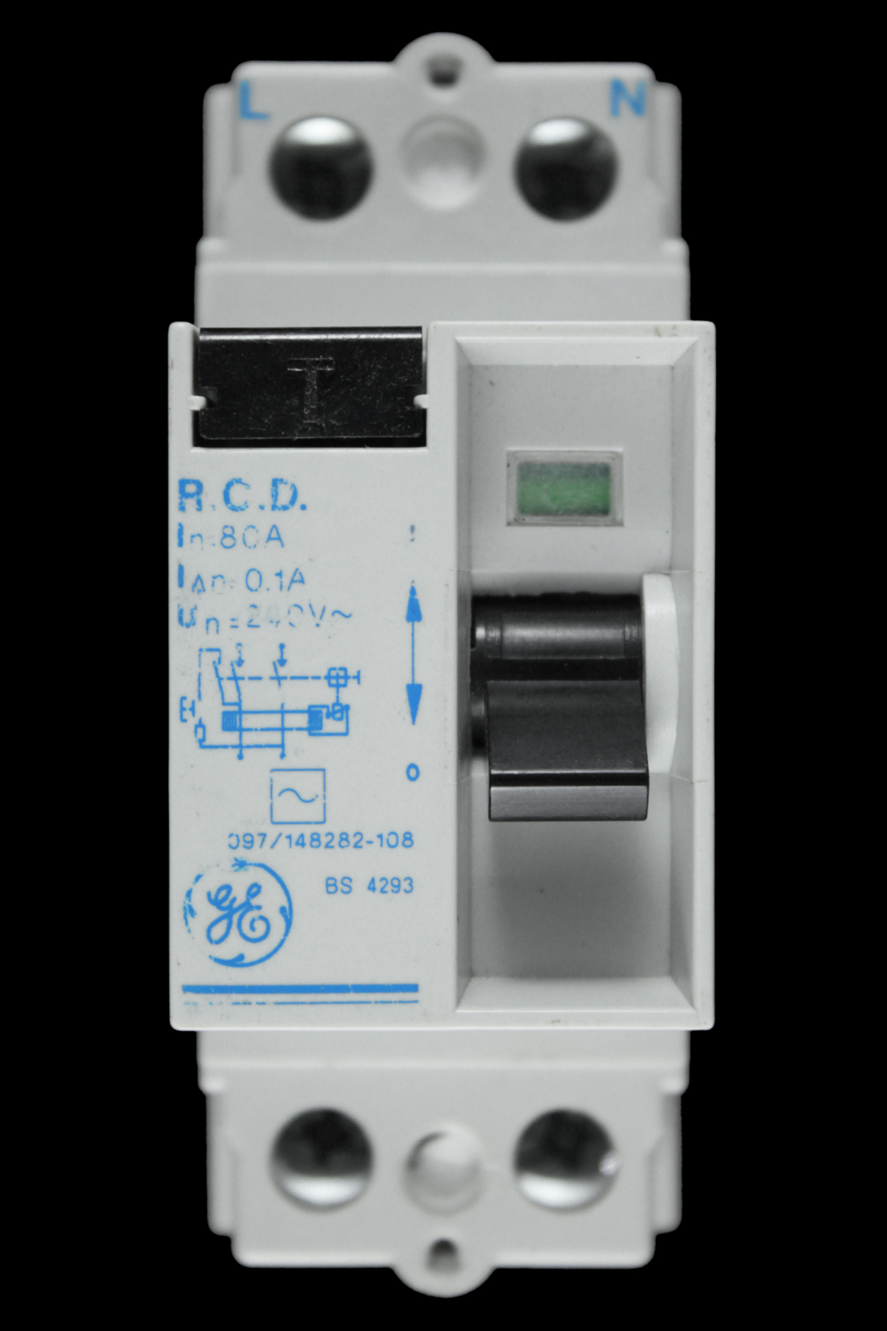 GENERAL ELECTRIC 80 AMP 100mA DOUBLE POLE RCD TYPE AC 097/148282-108