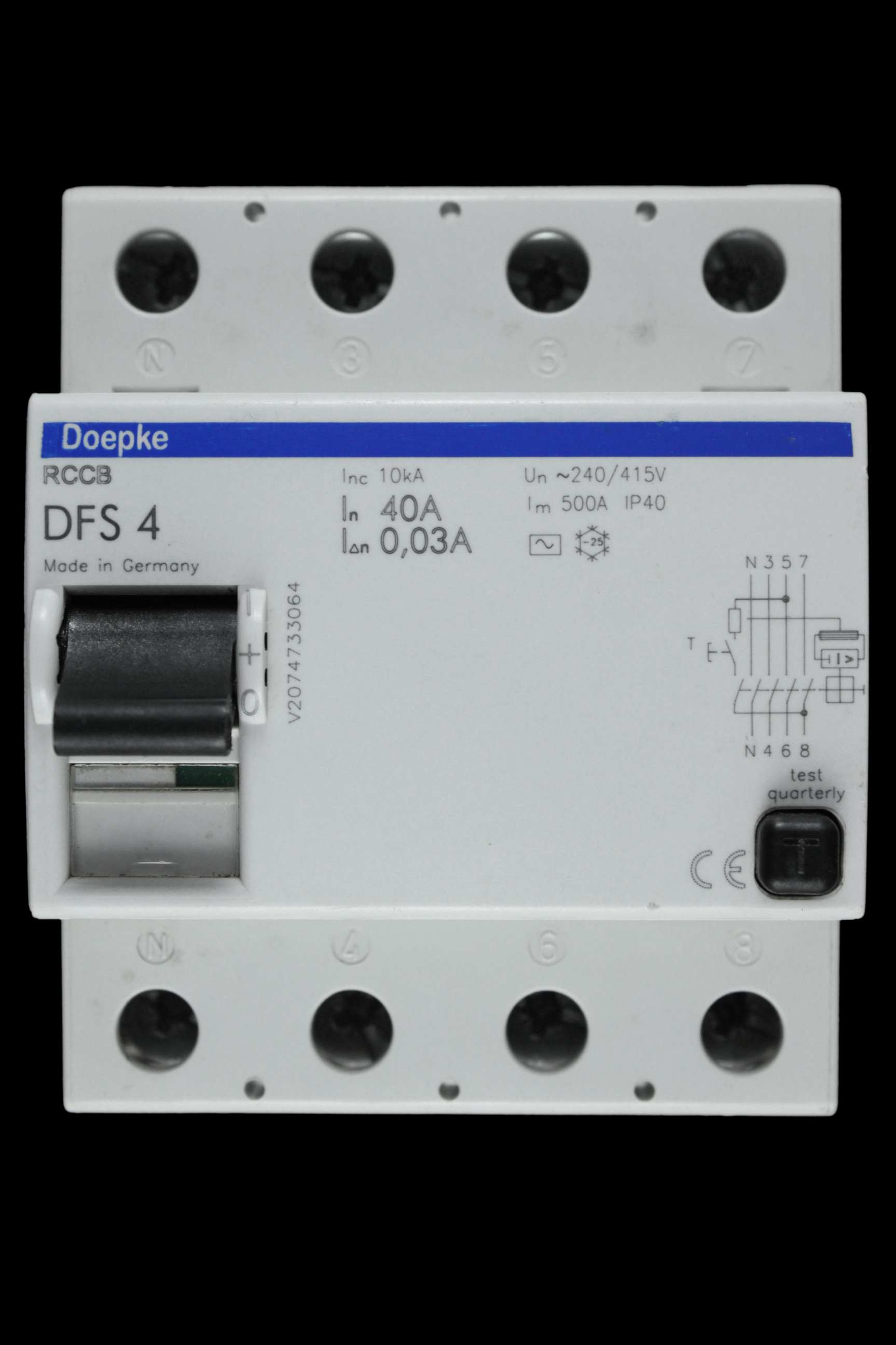 DOEPKE 40 AMP 30mA FOUR POLE RCCB DFS4