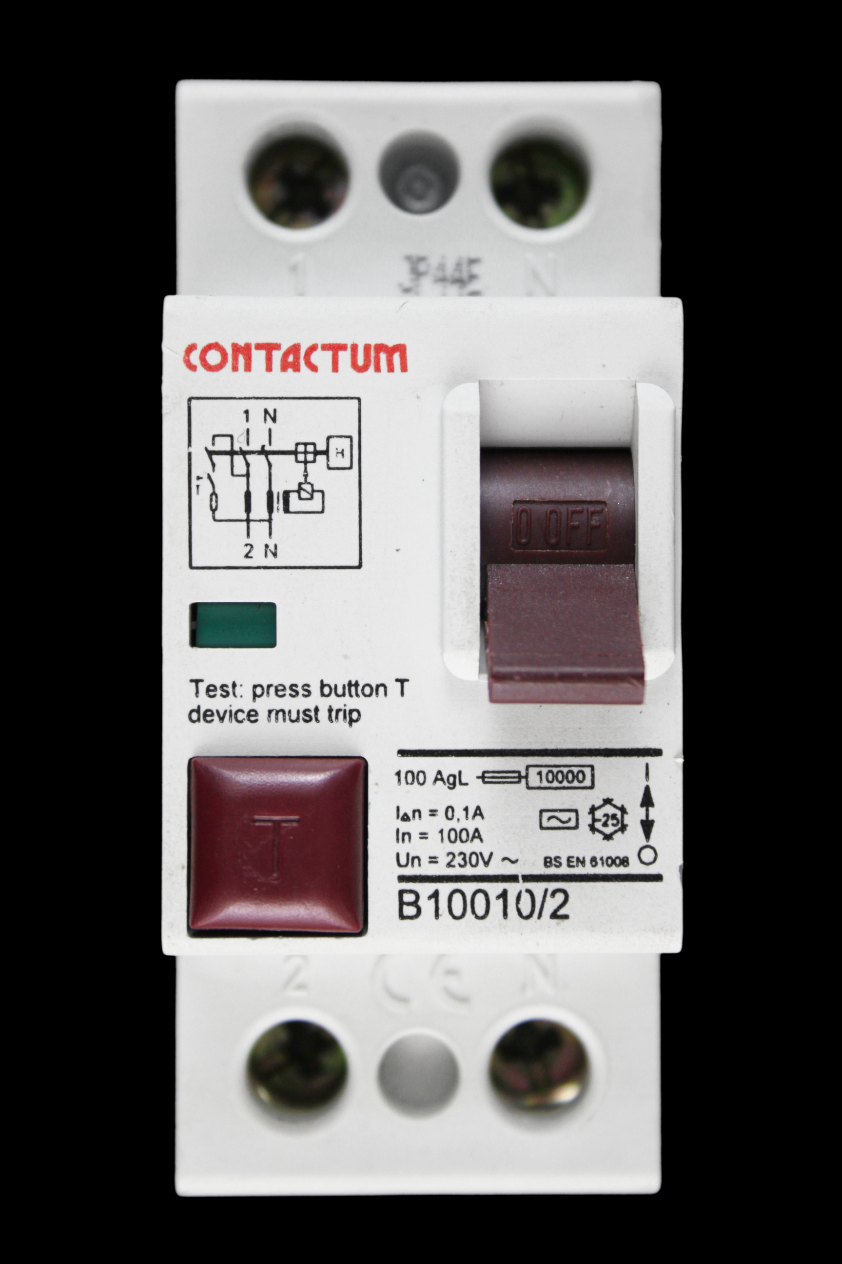 CONTACTUM 100 AMP 100mA DOUBLE POLE RCD B10010/2
