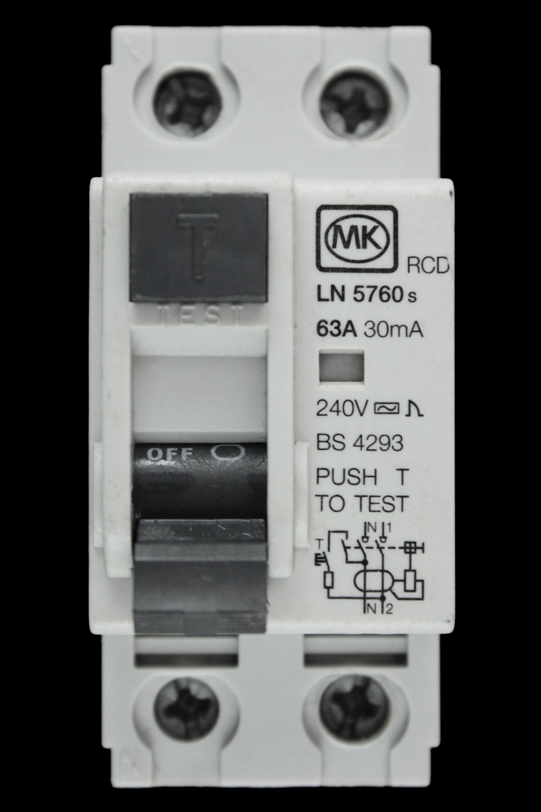 MK 63 AMP 30mA DOUBLE POLE RCD TYPE AC 240V LN 5760S