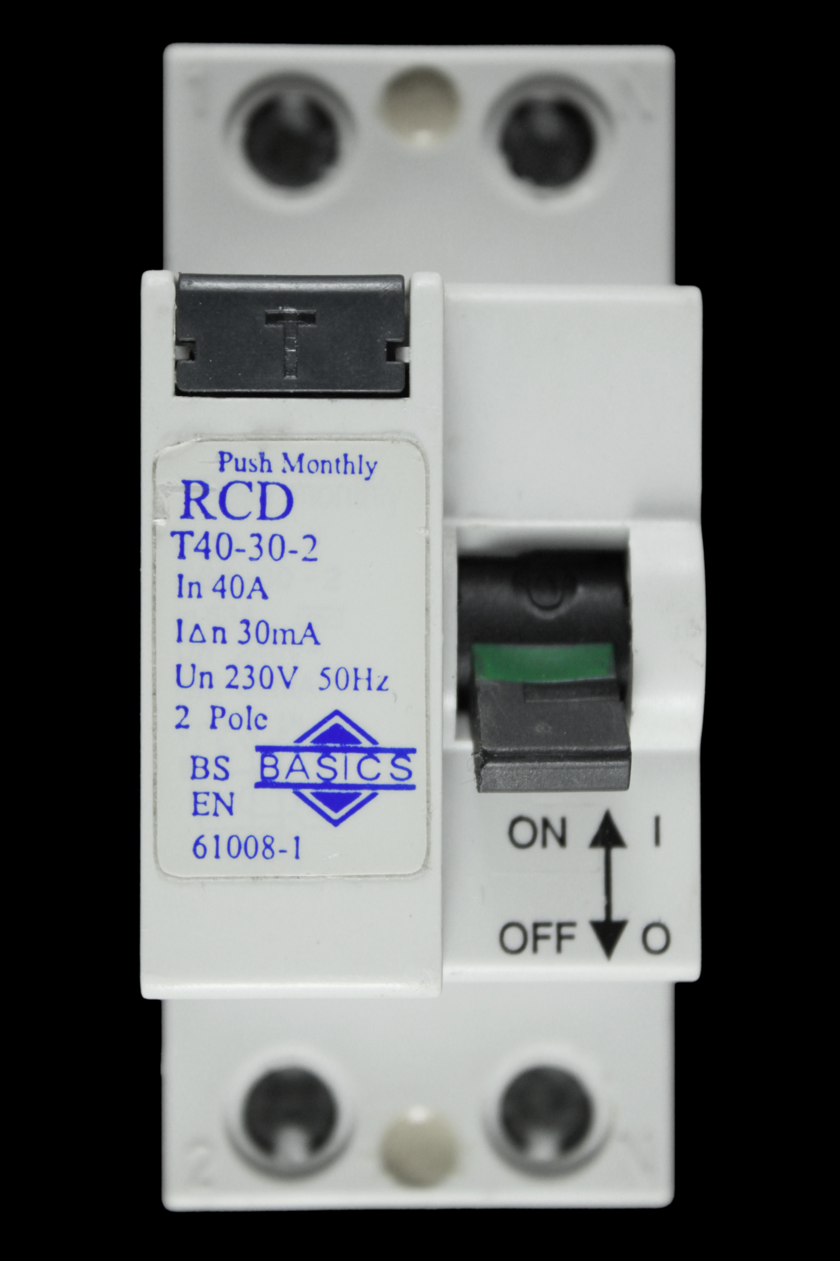BASIC 40 AMP 30mA DOUBLE POLE RCD T40-30-2
