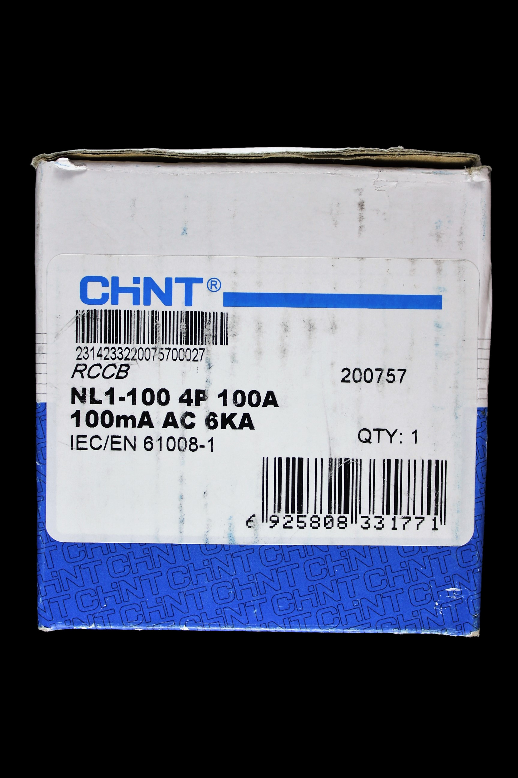 CHINT 100 AMP 100mA FOUR POLE RCCB RCD NL1-100 200757