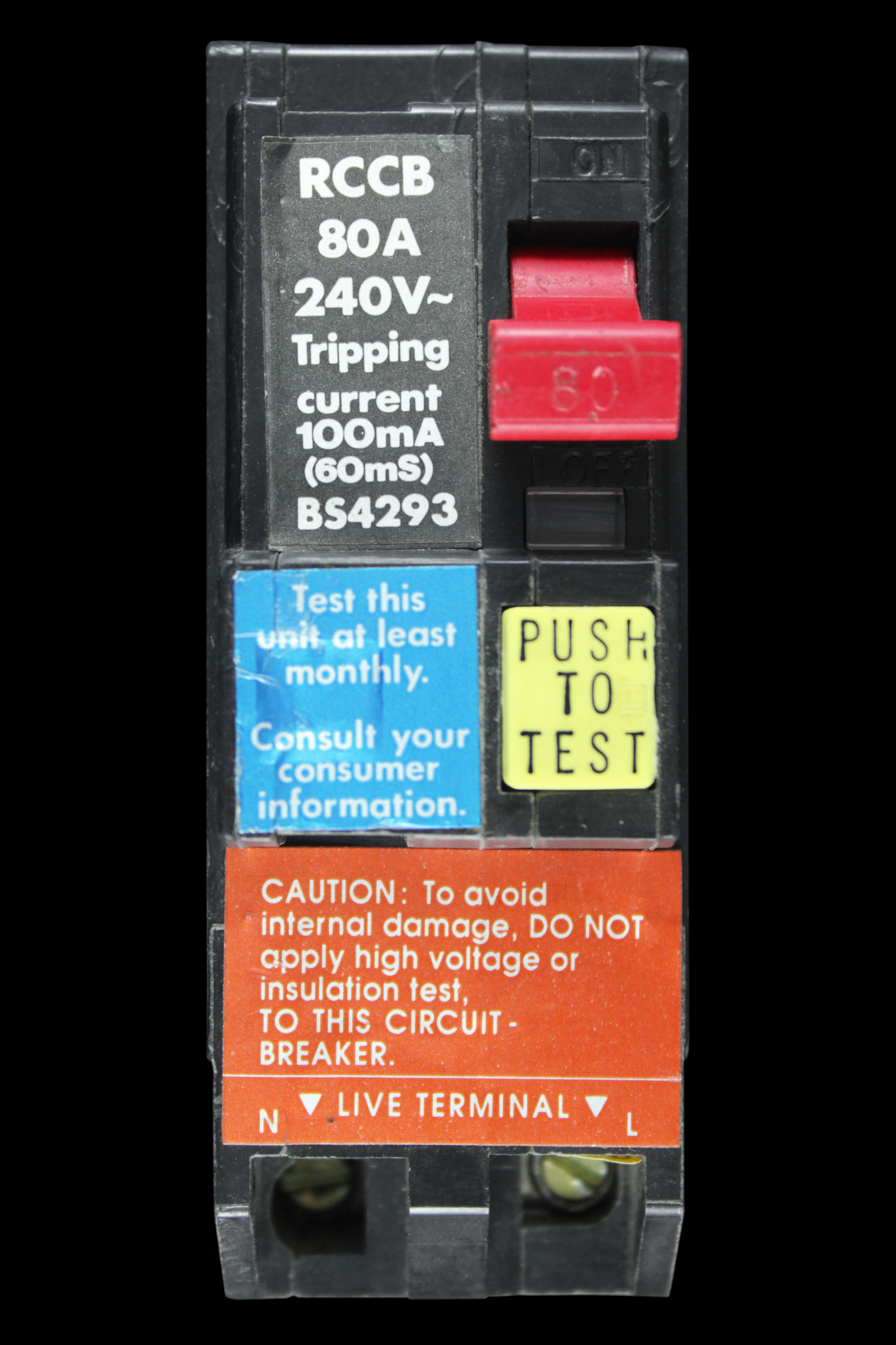 SQUARE D 80 AMP 100mA DOUBLE POLE TIME DELAYED RCCB QO200RCDX100TD