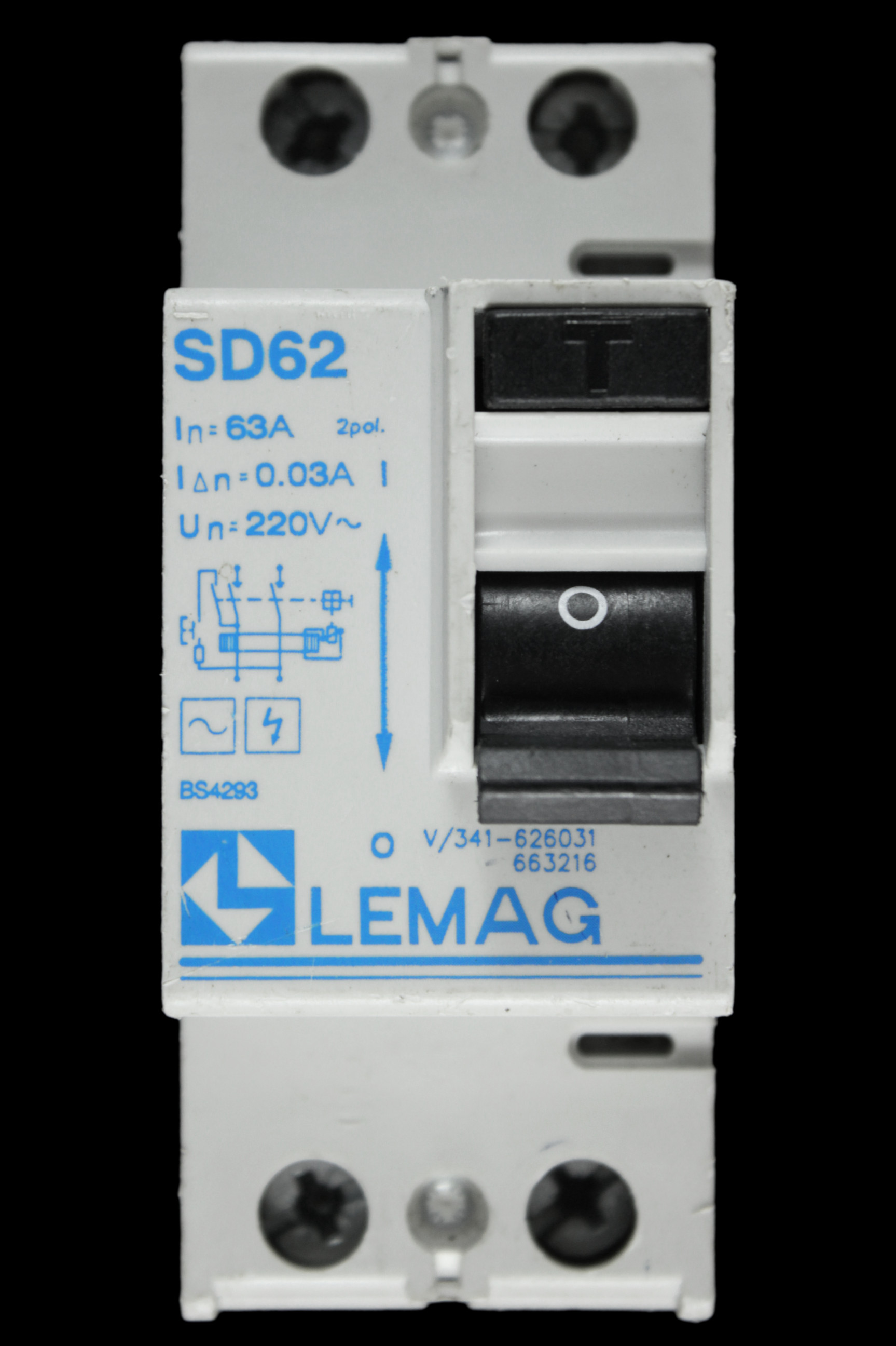 LEMAG 63 AMP 30mA DOUBLE POLE RCD TYPE AC V/341-626031 663216 SD62