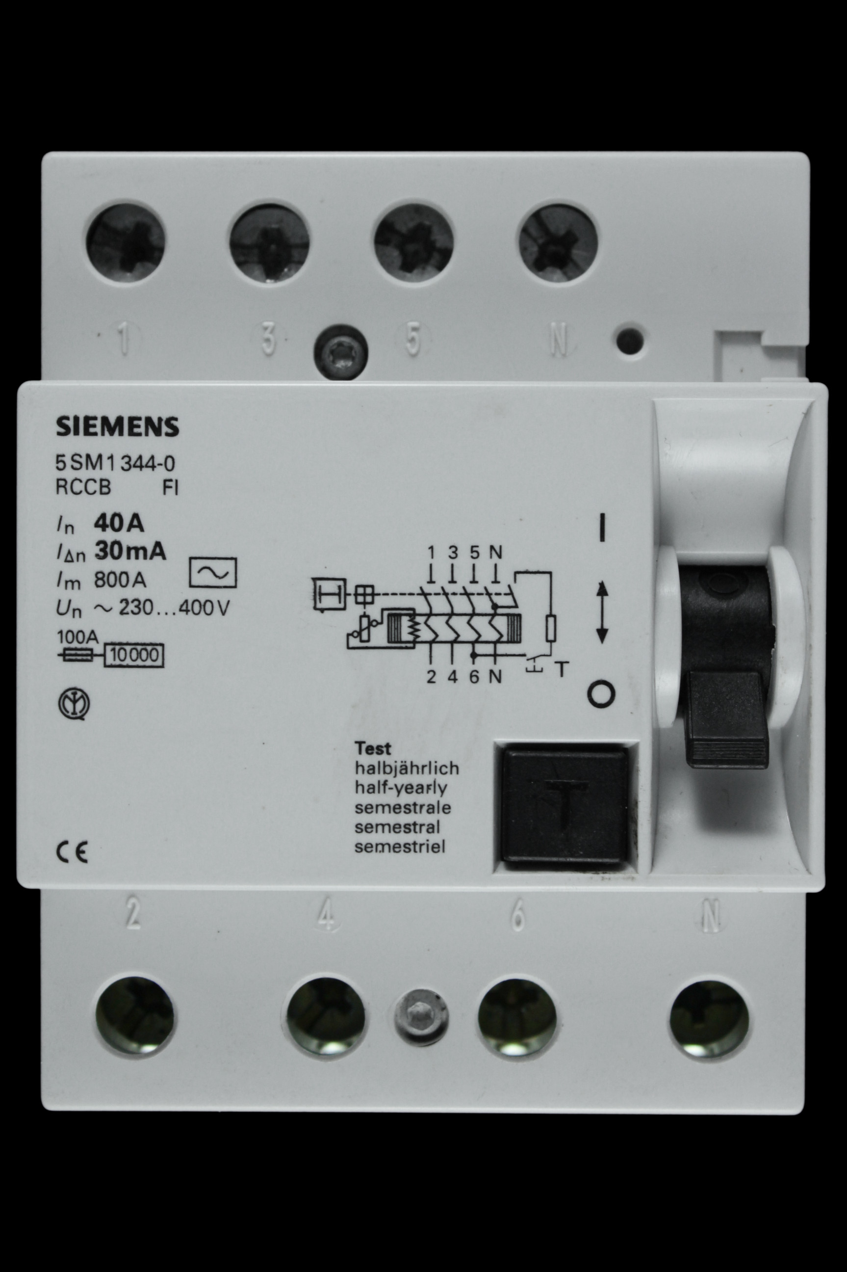 SIEMENS 40 AMP 30mA FOUR POLE RCCB 5SM1344-0