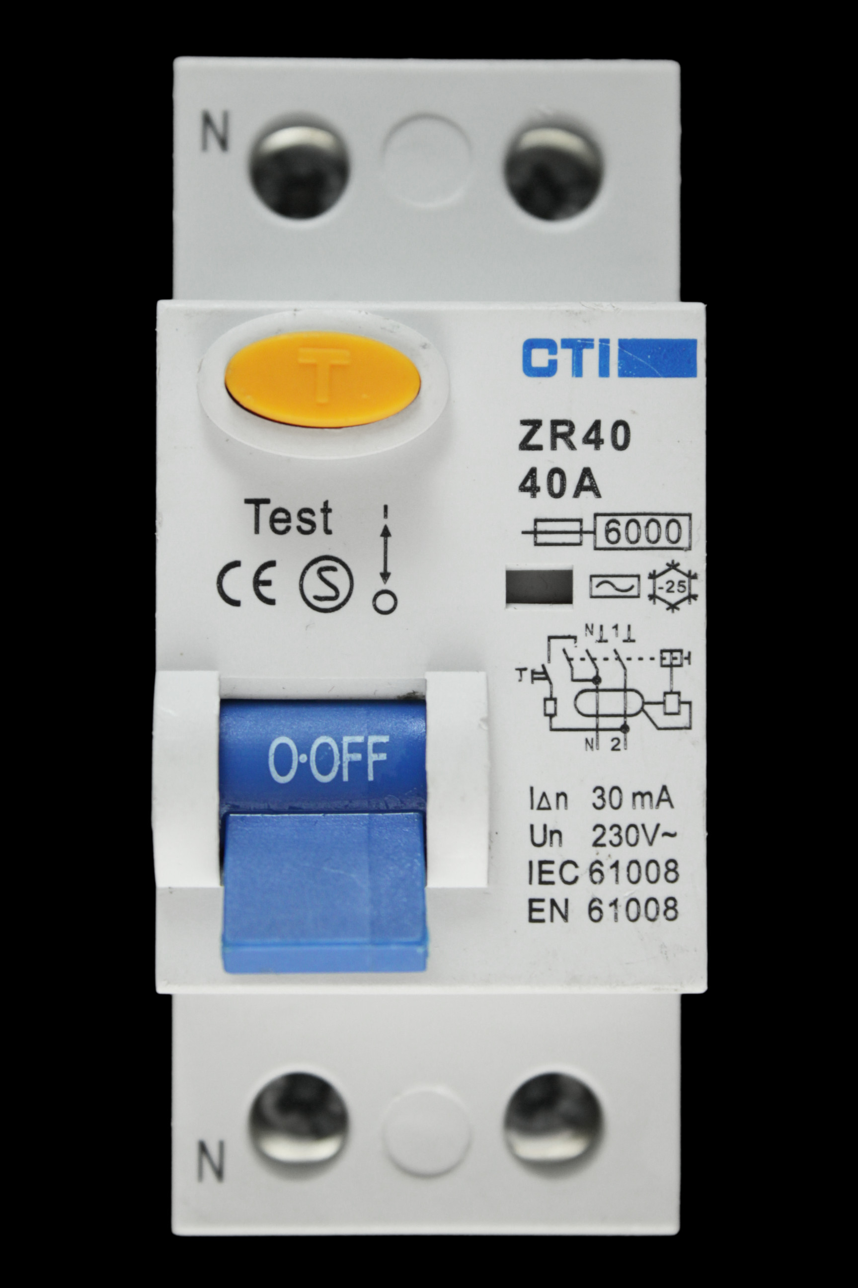 CTI 40 AMP 30mA DOUBLE POLE RCD TYPE AC ZR40