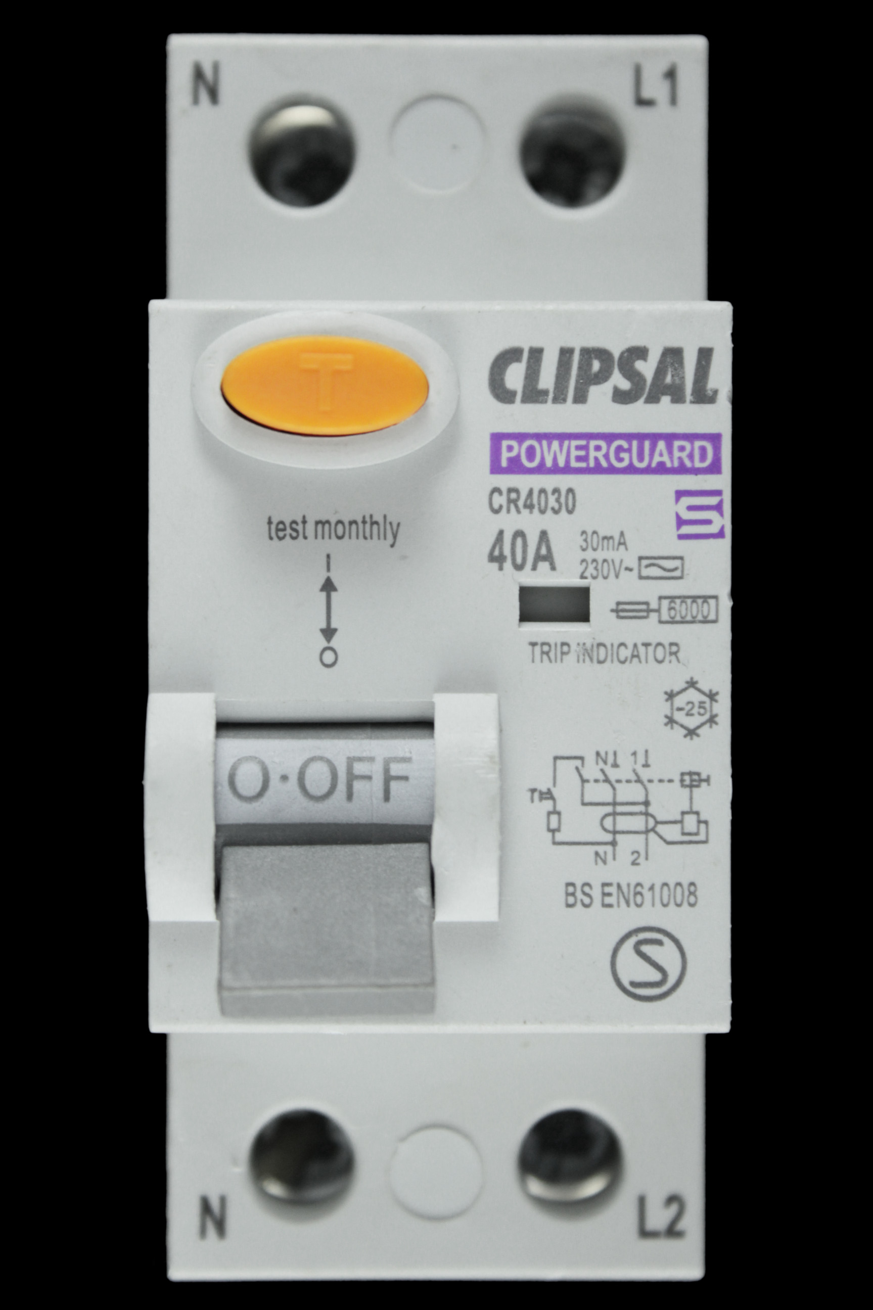 CLIPSAL 40 AMP 30mA DOUBLE POLE RCD CR4030 POWERGUARD