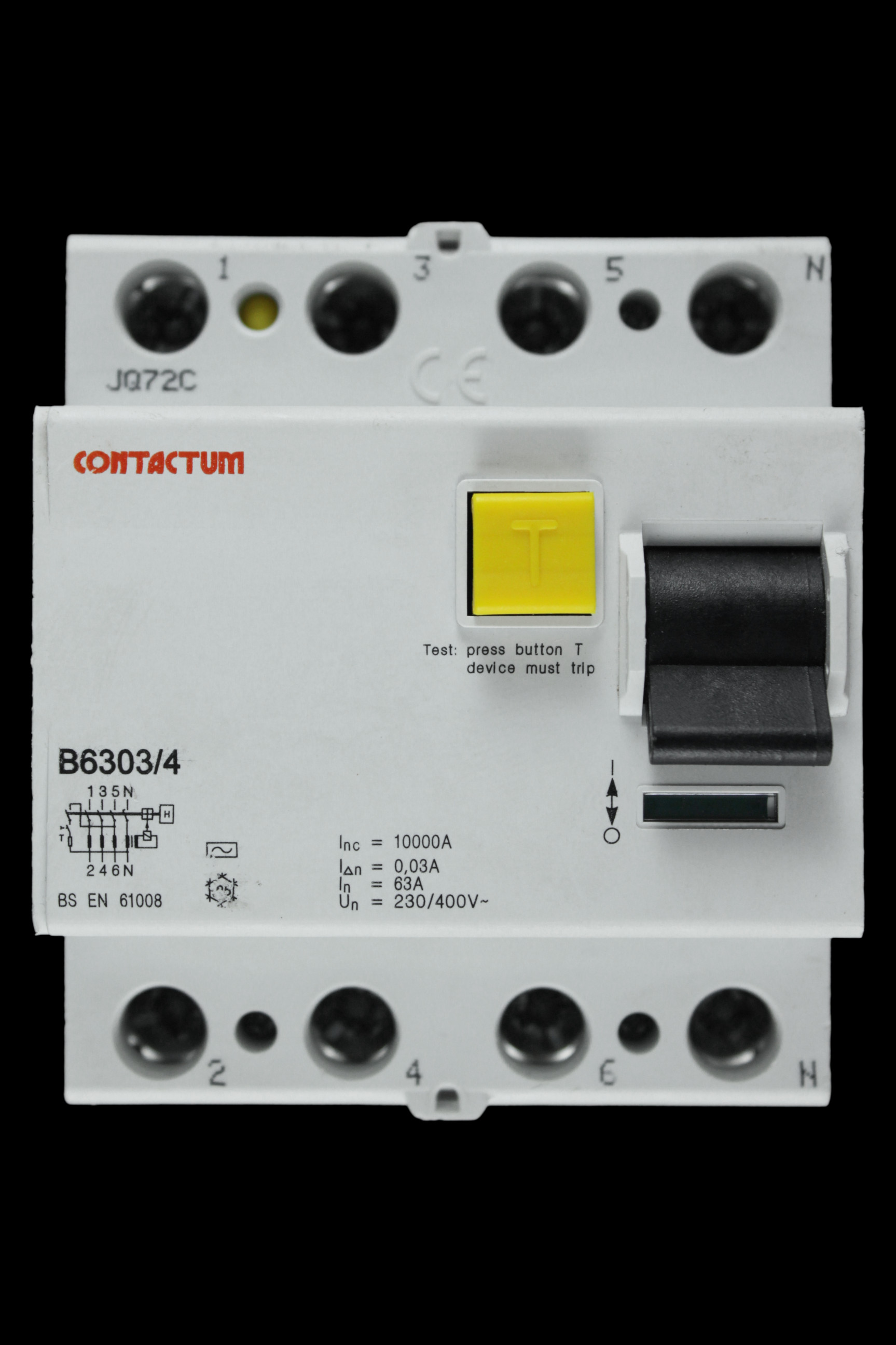 CONTACTUM 63 AMP 30mA FOUR POLE RCD B6303/4