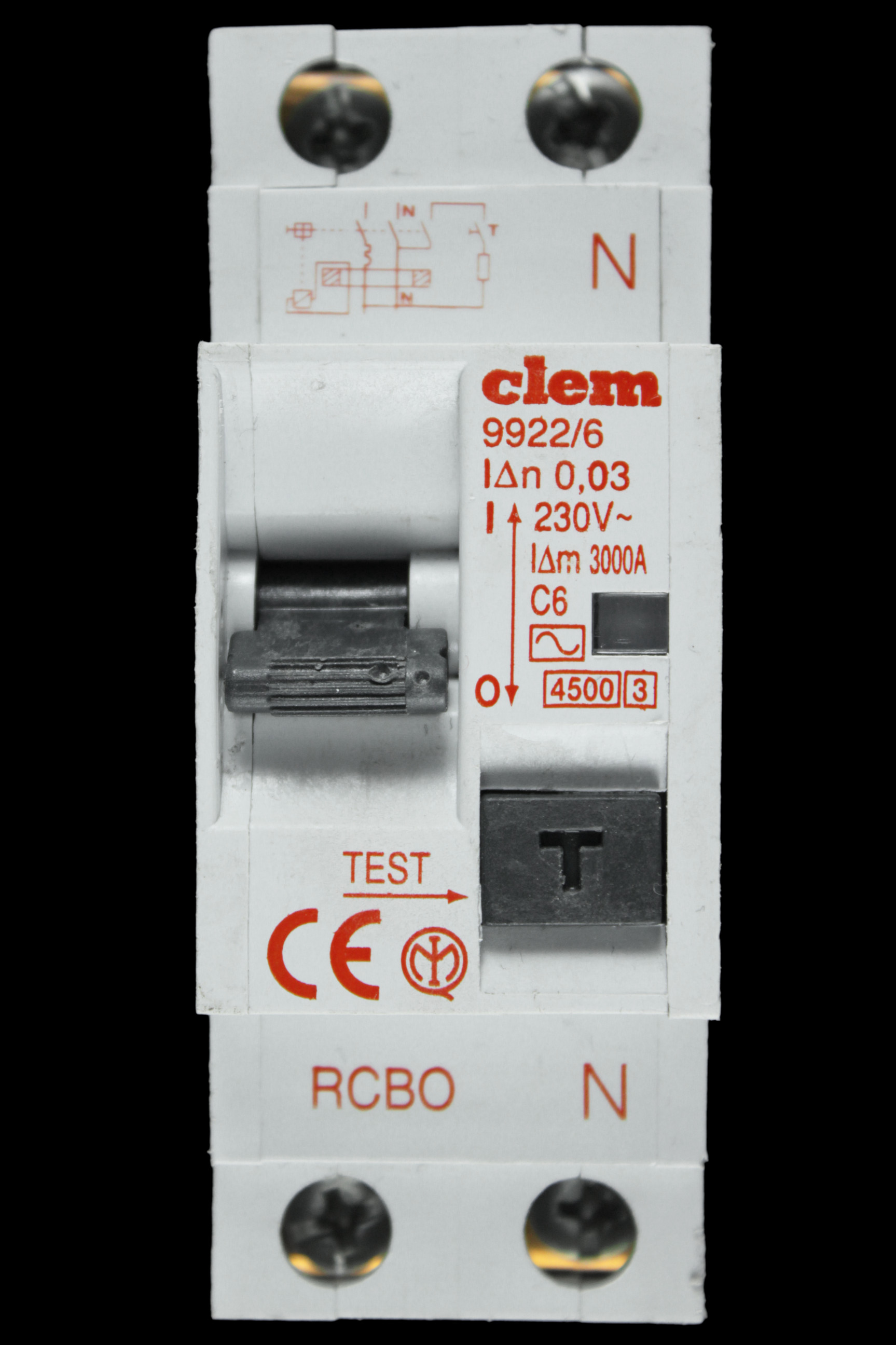 CLEM 6 AMP CURVE C 4.5kA 30mA DOUBLE POLE RCBO 9922/6