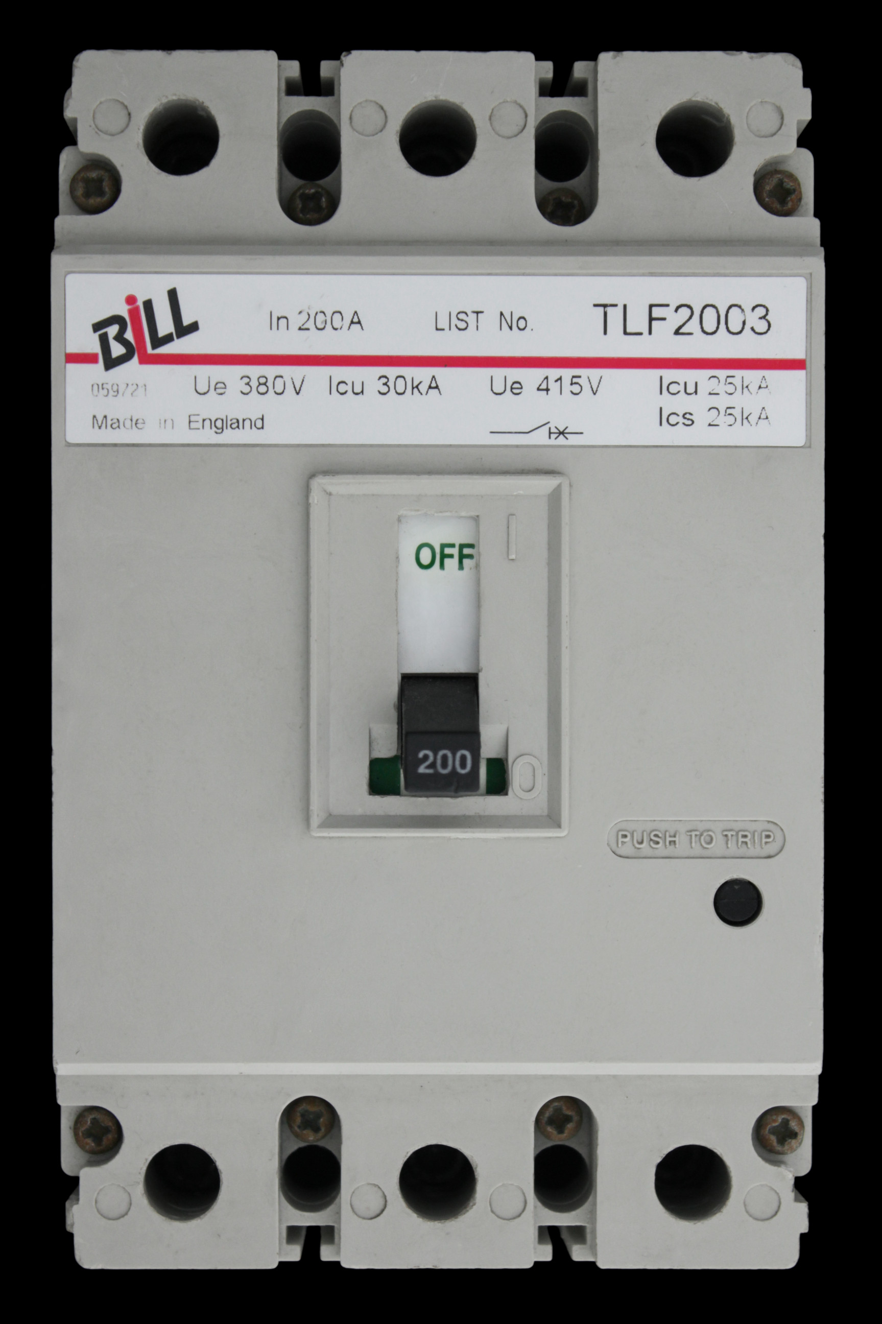 BILL 200 AMP 25kA TRIPLE POLE MCCB TLF2003