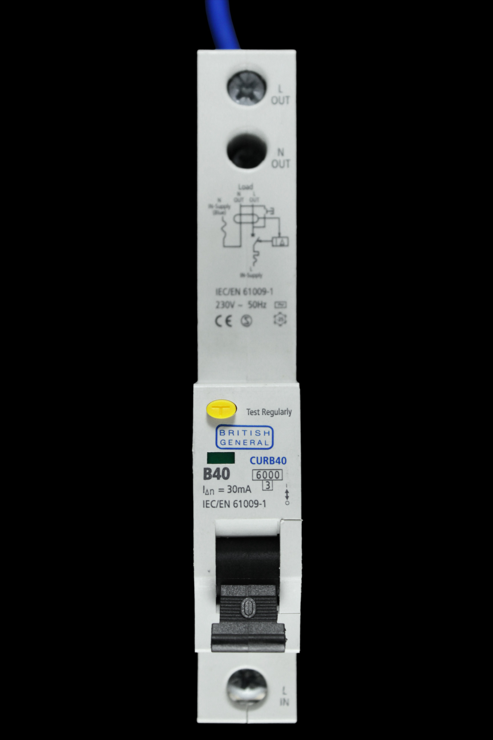 BG BRITISH GENERAL 40 AMP CURVE B 6kA 30mA RCBO CURB40