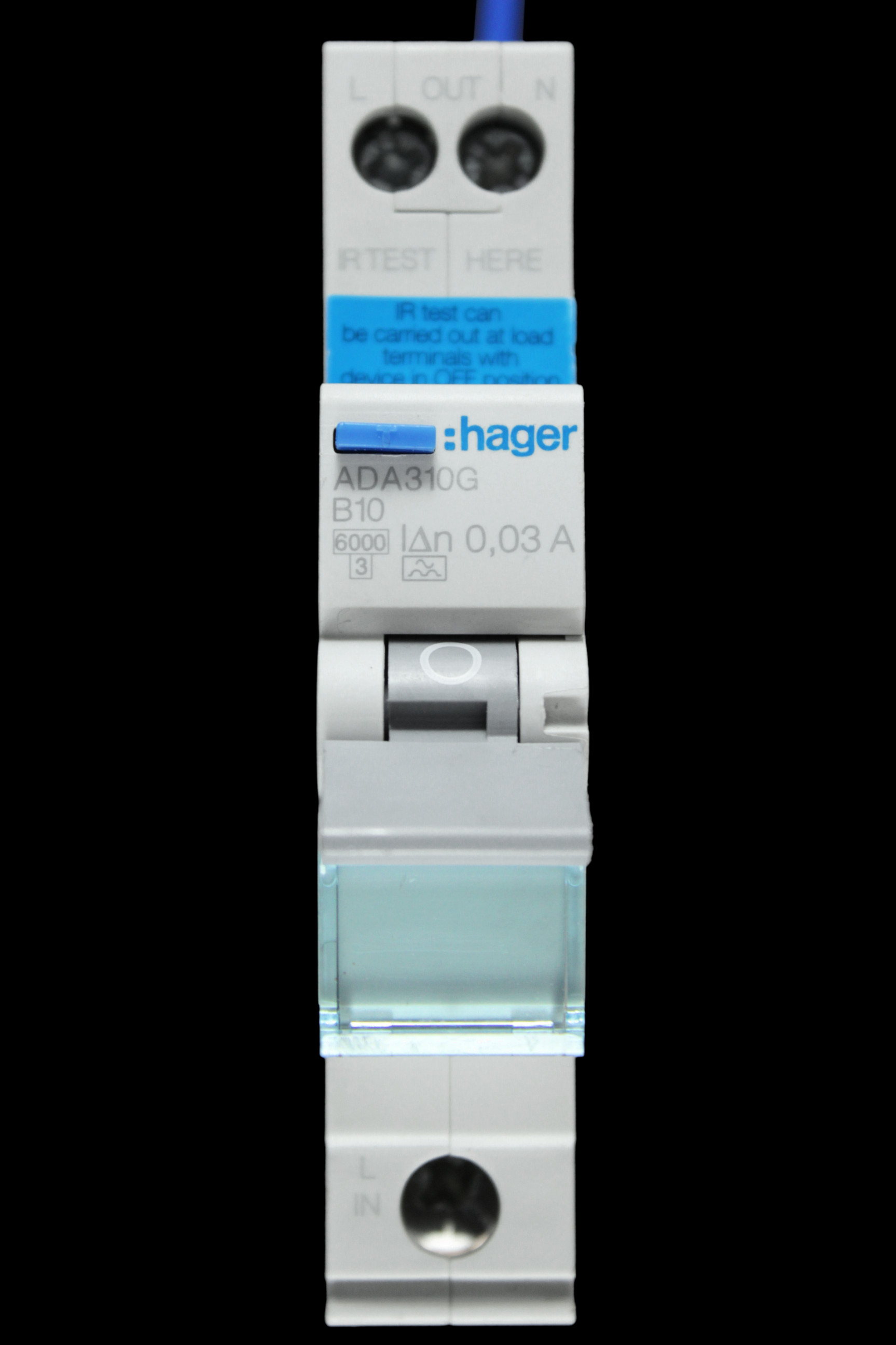 HAGER 10 AMP CURVE B 6kA 30mA RCBO TYPE A ADA310G 101296