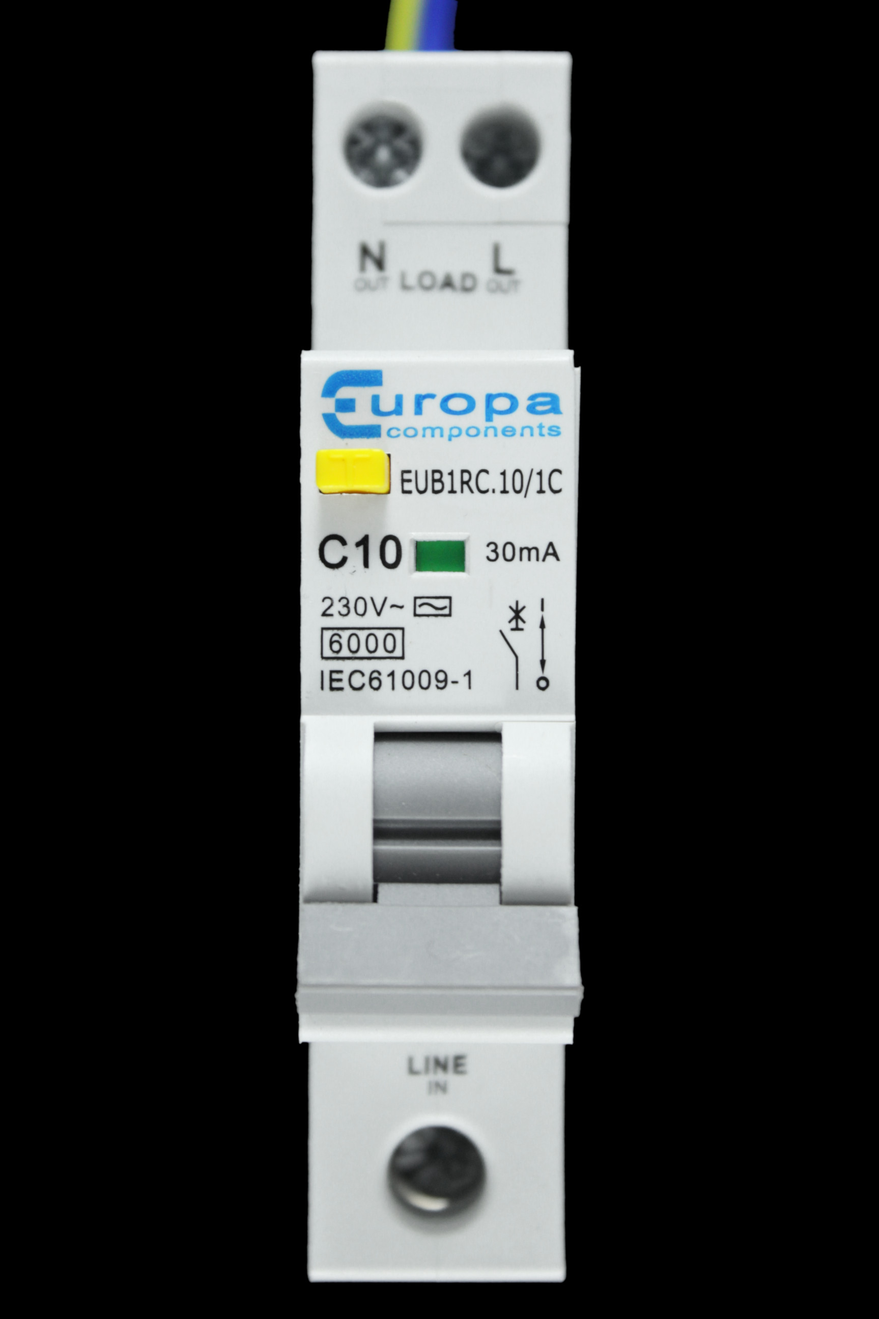 EUROPA 10 AMP CURVE C 6kA 30mA RCBO TYPE AC EUB1RC.10/1C