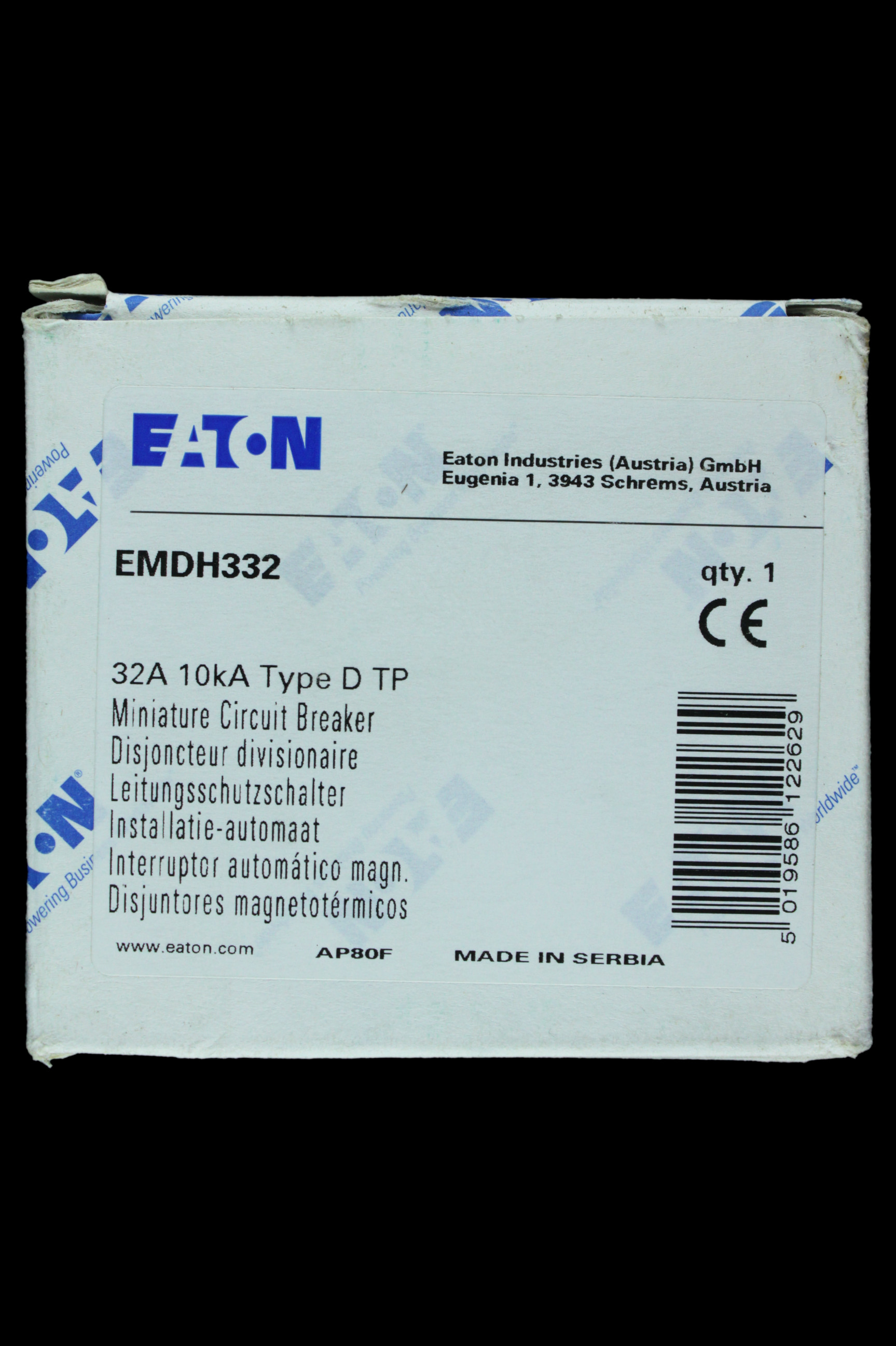 EATON 32 AMP CURVE D 10kA TRIPLE POLE MCB CIRCUIT BREAKER EMDH332