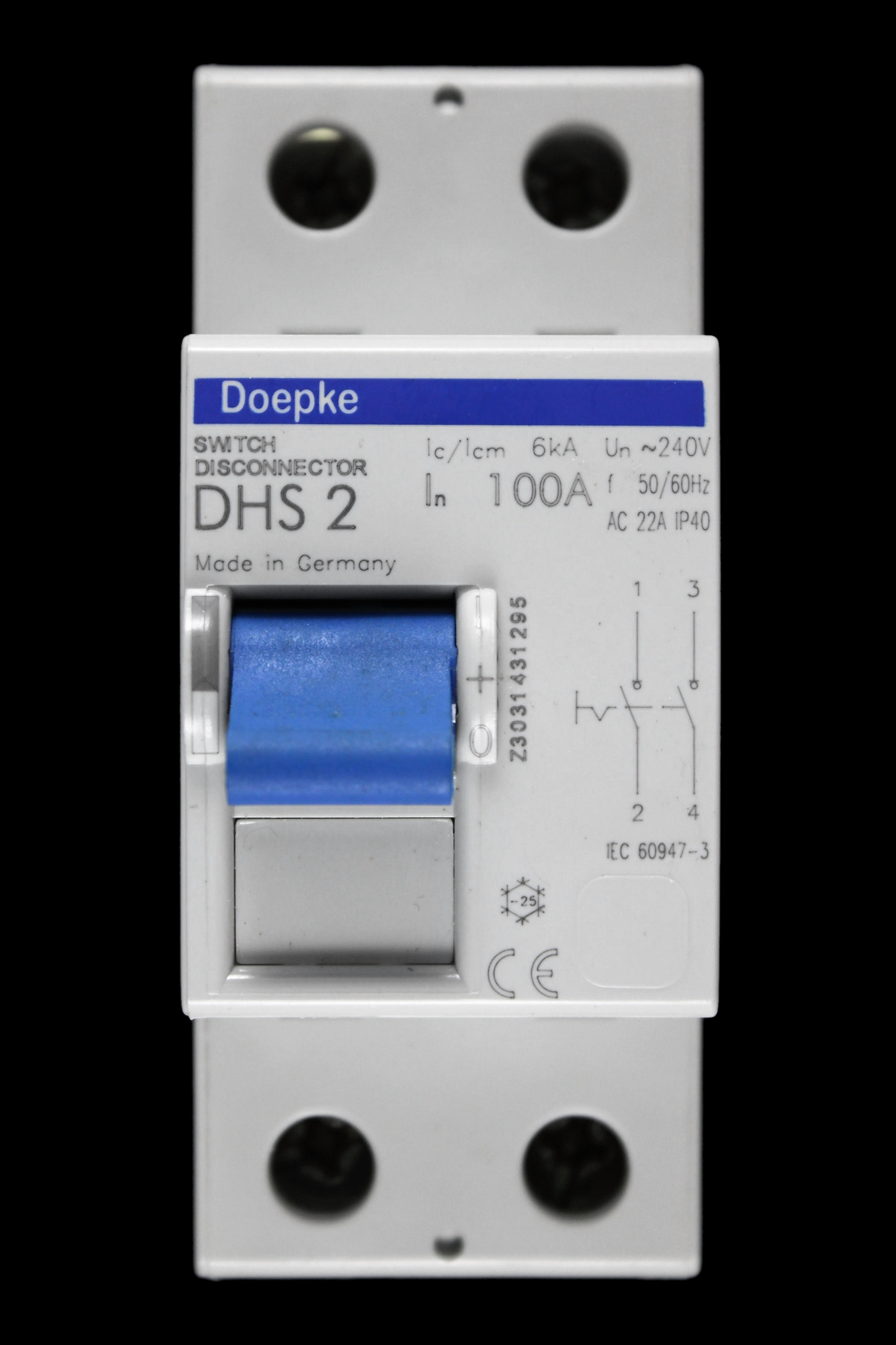 DOEPKE 100 AMP DOUBLE POLE MAIN SWITCH DISCONNECTOR DHS 2
