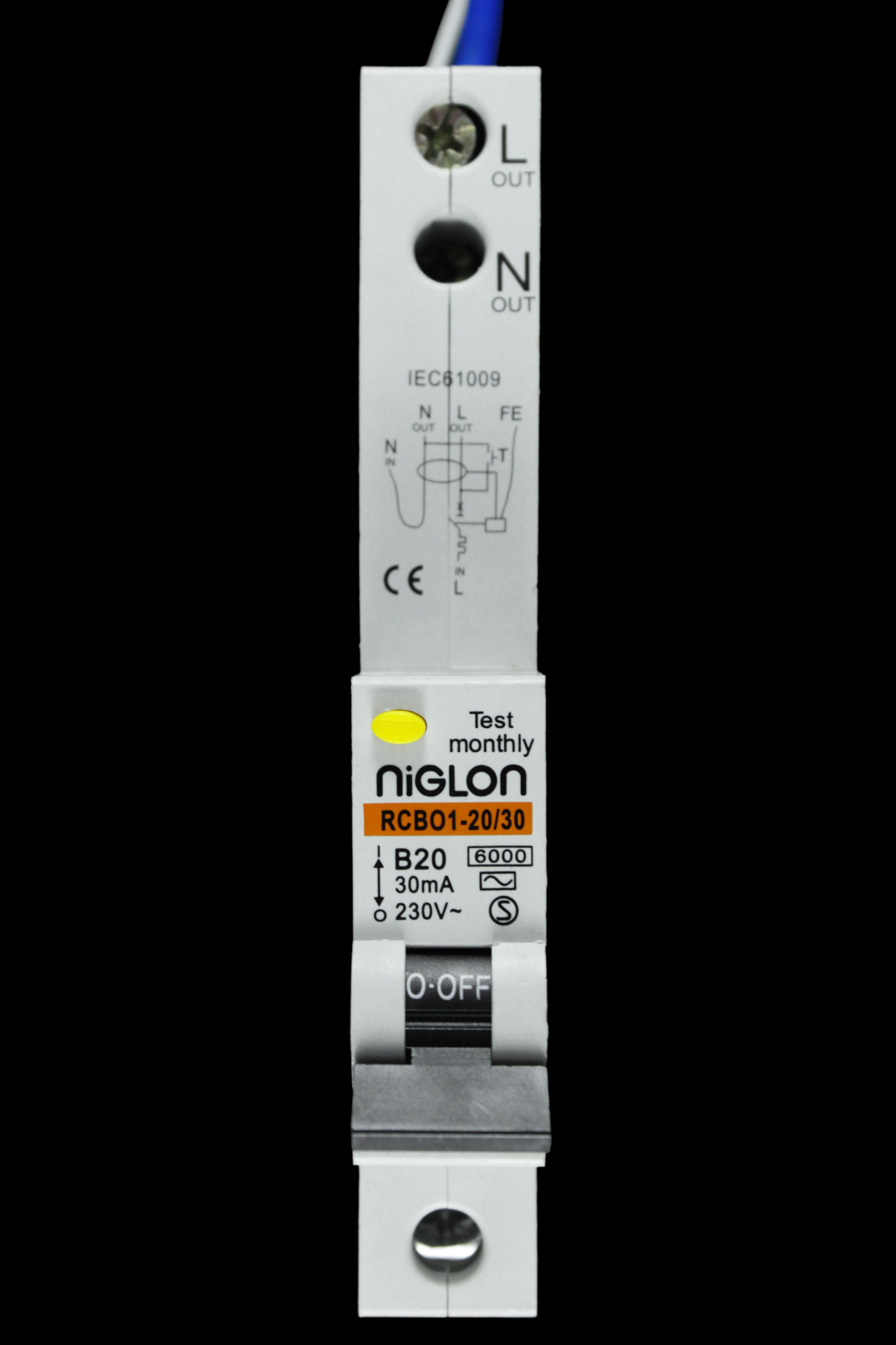 NIGLON 20 AMP CURVE B 6kA 30mA RCBO TYPE AC RCBO1-20/30