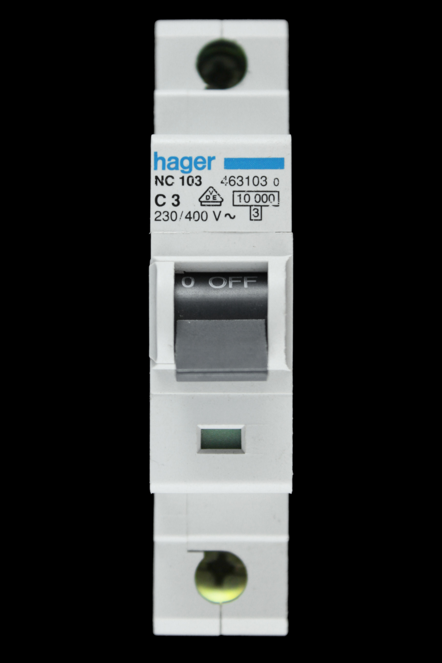 HAGER 3 AMP CURVE C 10kA MCB CIRCUIT BREAKER NC103 463103