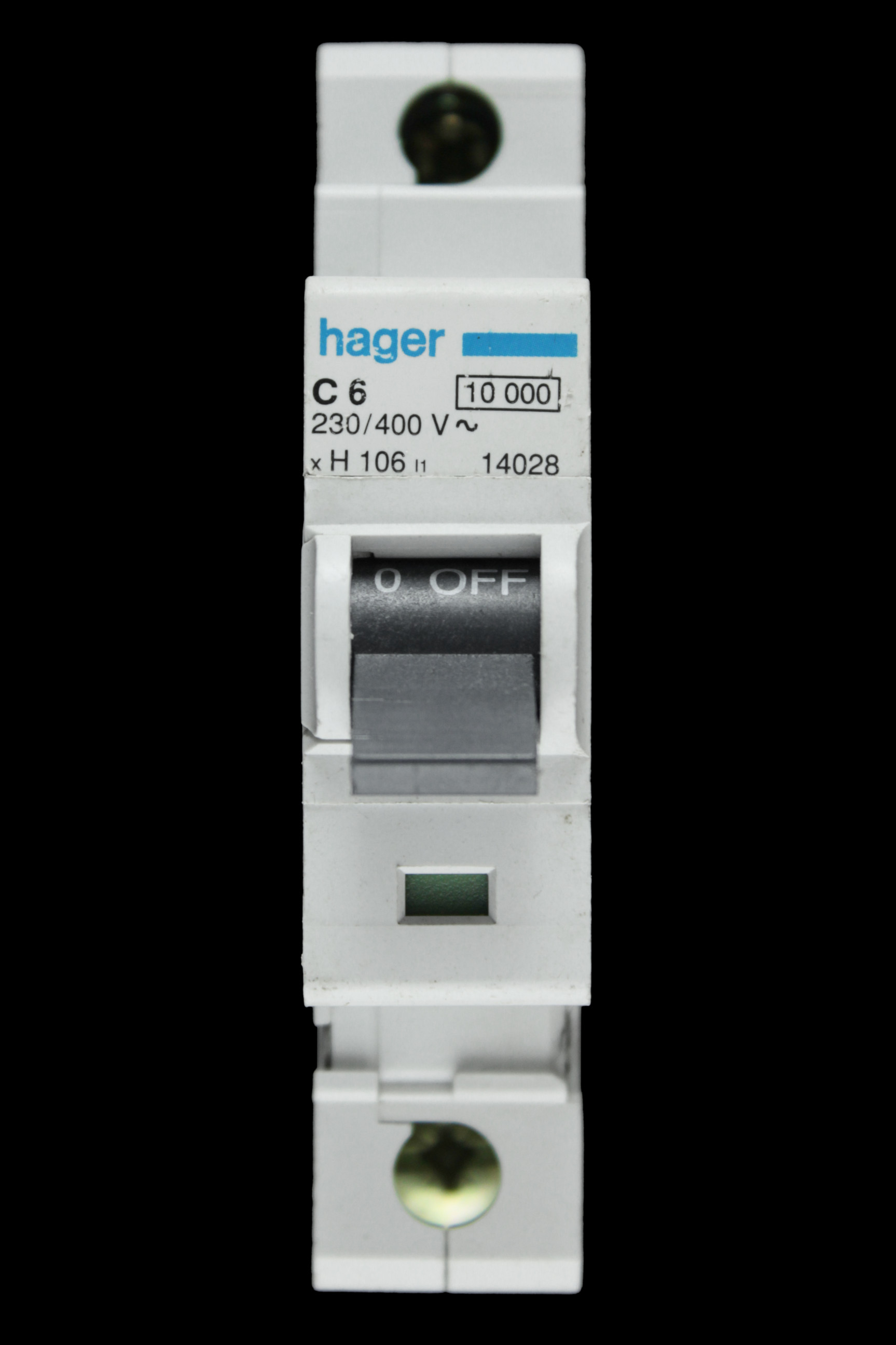 HAGER 6 AMP CURVE C 10kA MCB CIRCUIT BREAKER H106 14028