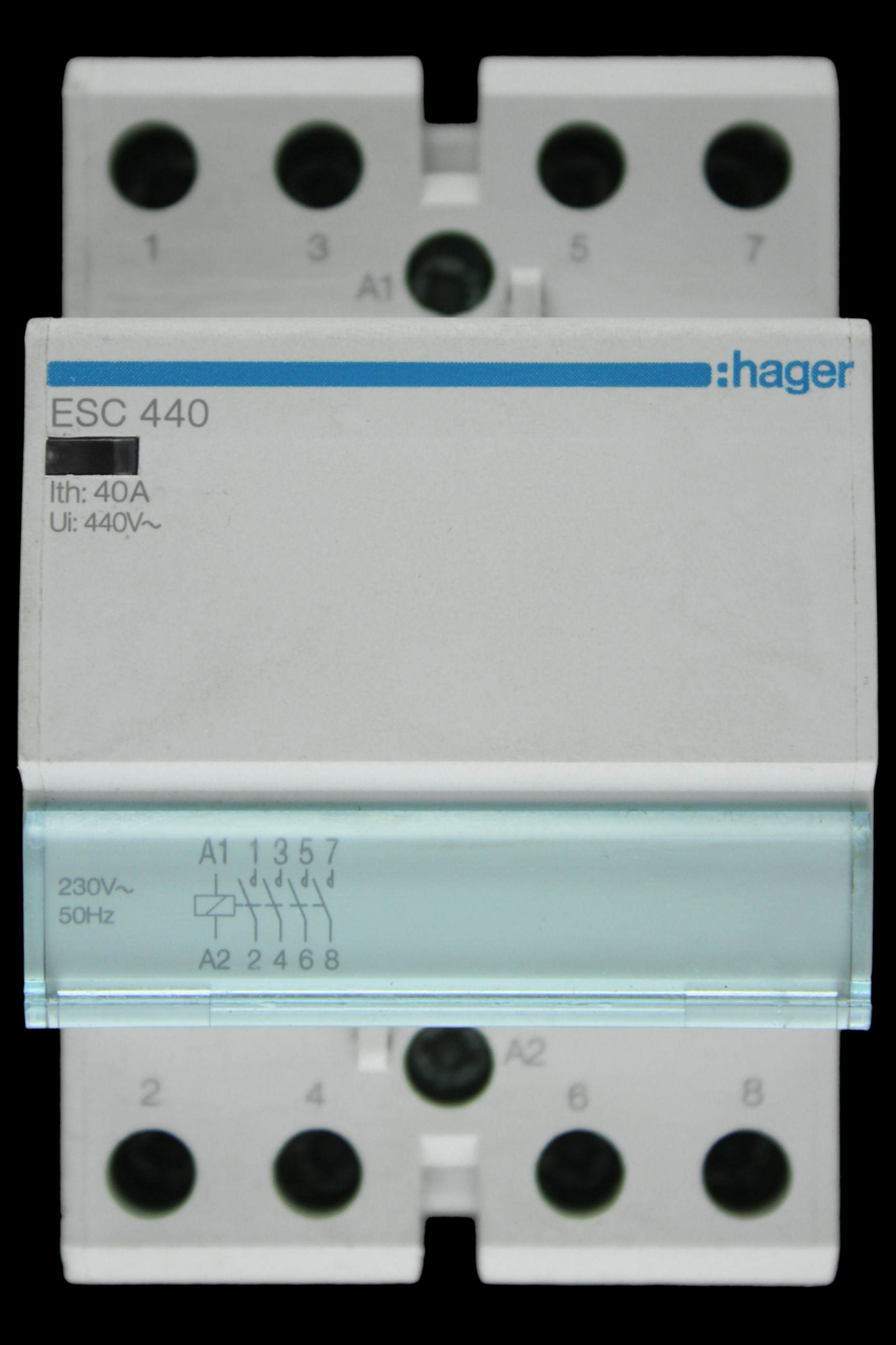HAGER 40 AMP FOUR POLE NO CONTACTOR 230V COIL ESC440 240128