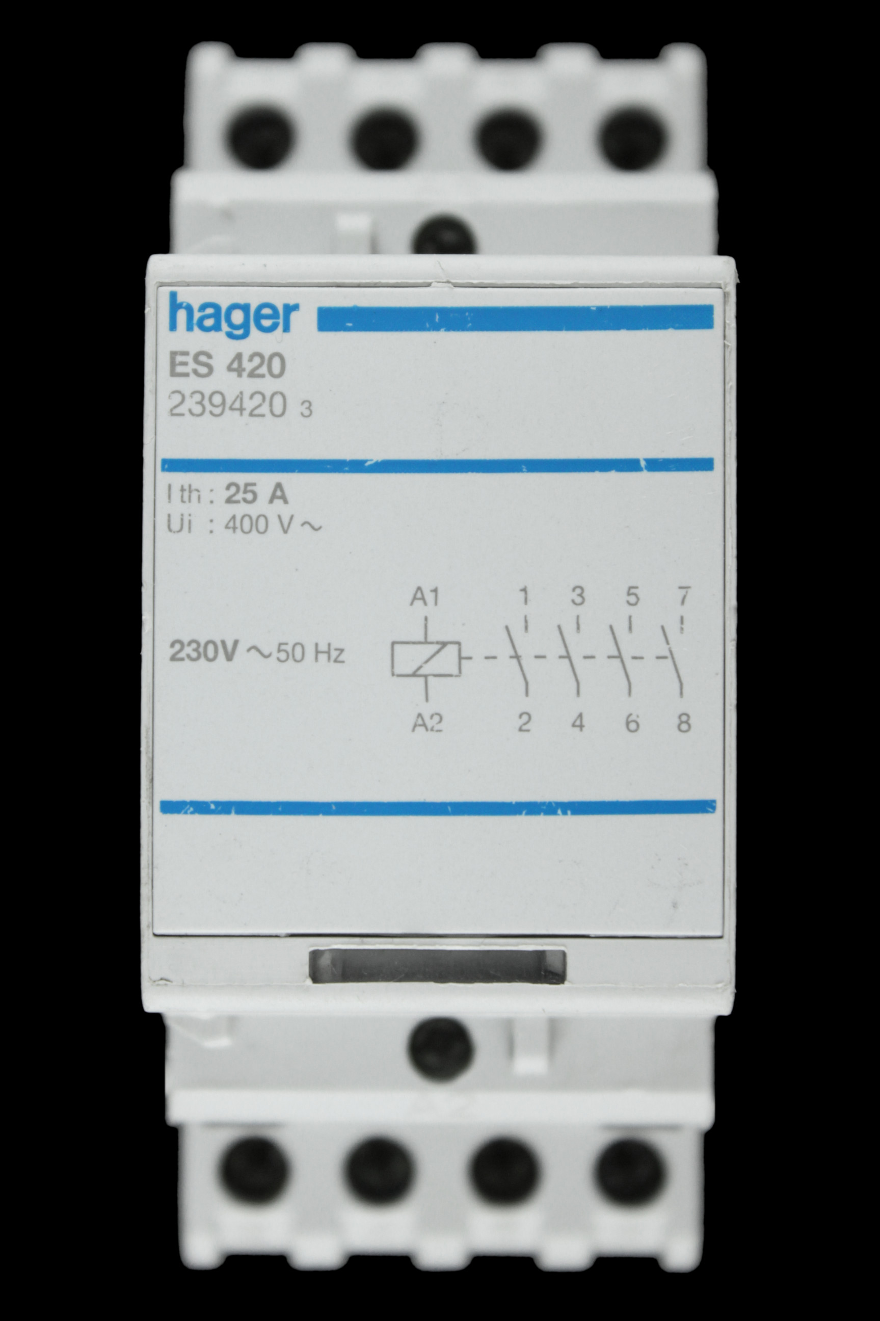 HAGER 25 AMP FOUR POLE NO CONTACTOR 230V COIL ES420 239420