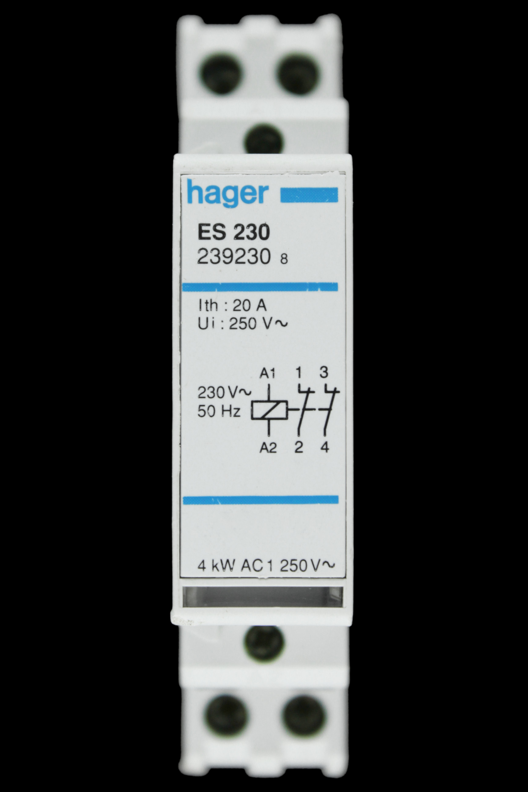 HAGER 20 AMP DOUBLE POLE NC CONTACTOR 230V COIL ES230 239230
