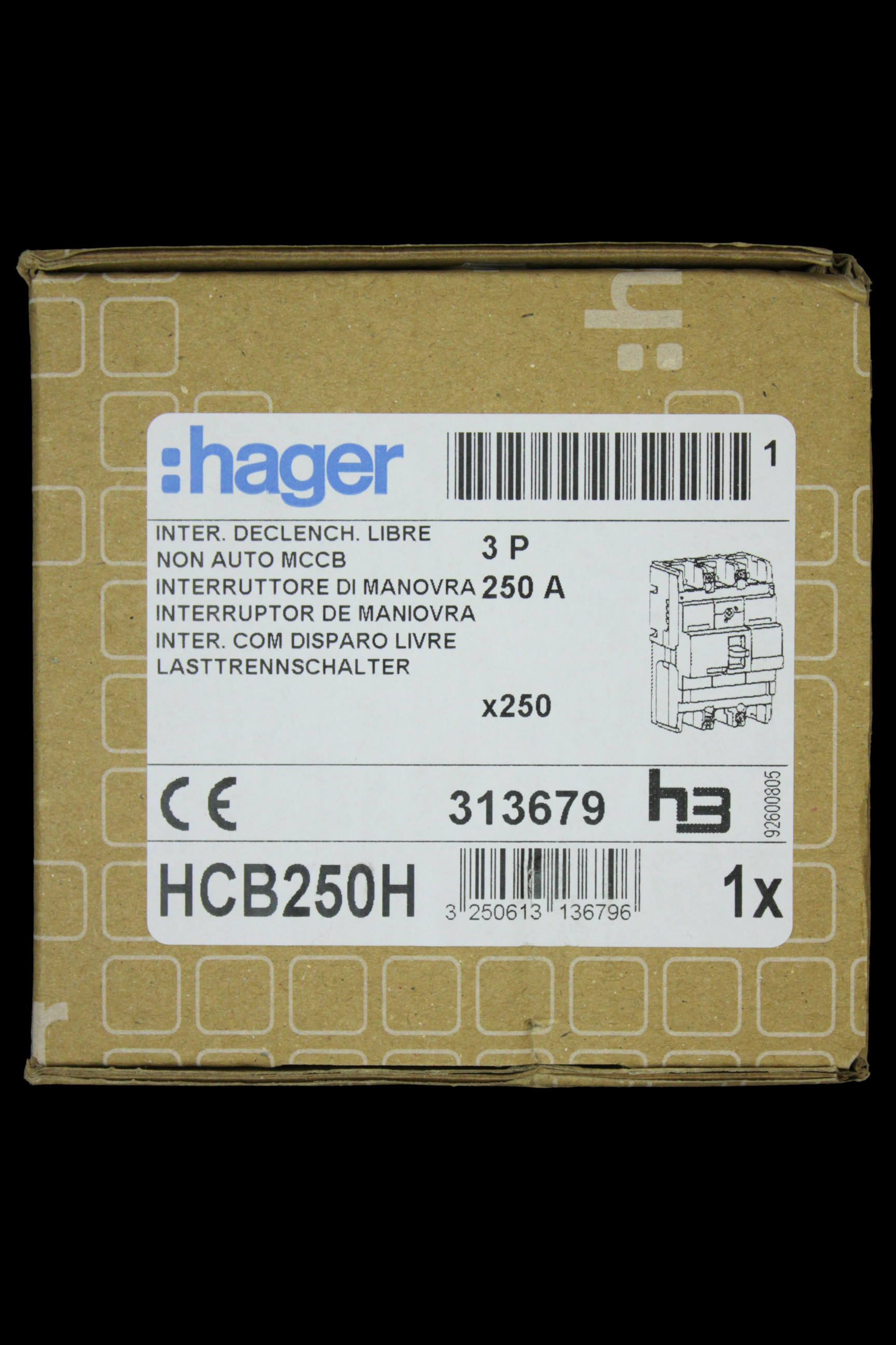 HAGER 250 AMP TRIPLE POLE MAIN SWITCH DISCONNECTOR JK22503S