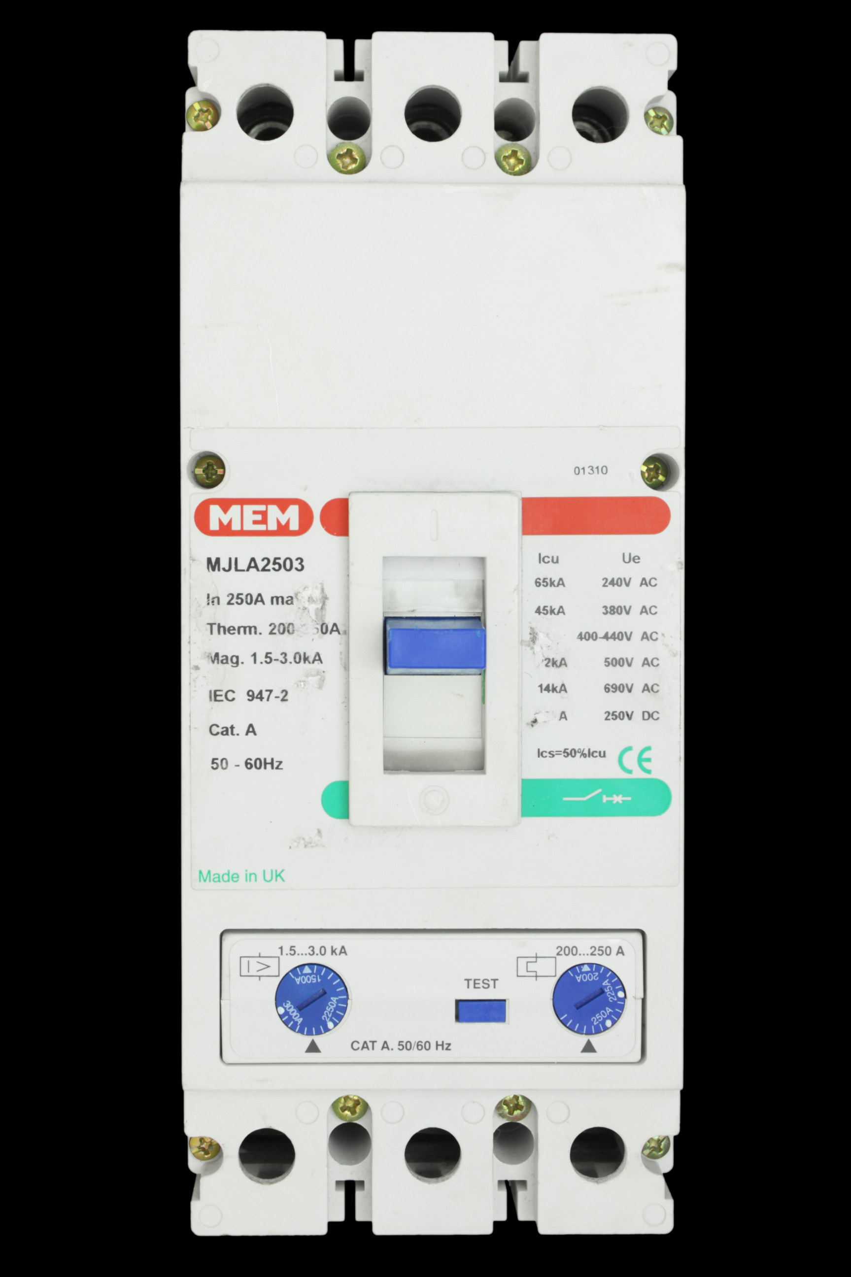 MEM 250 AMP 36kA TRIPLE POLE MCCB MJLA2503