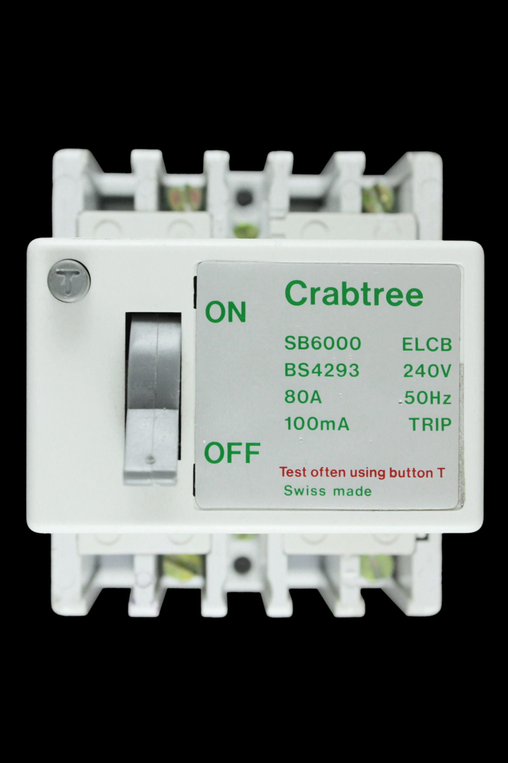 CRABTREE 80 AMP 100mA DOUBLE POLE ELCB SB6000