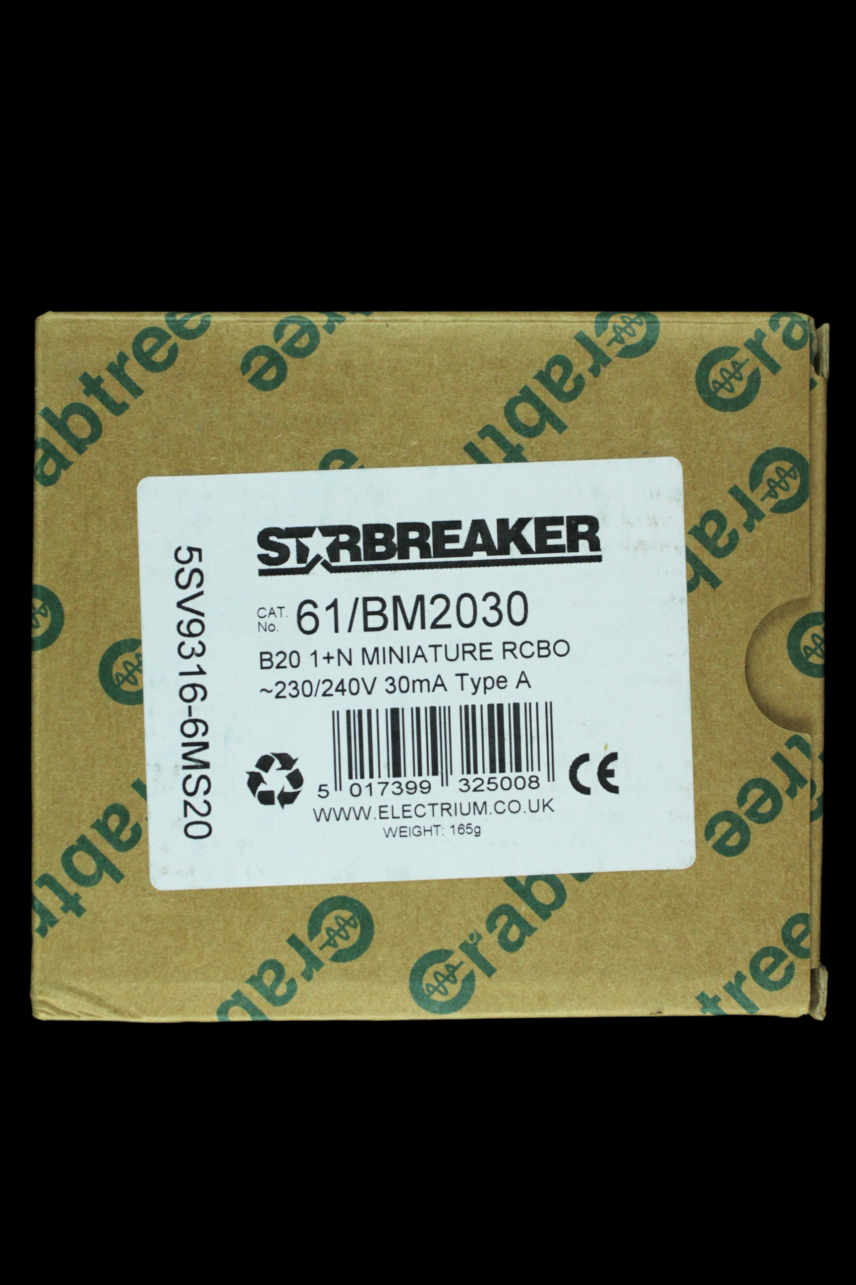 CRABTREE 20 AMP CURVE B 6kA 30mA RCBO TYPE A 61/BM2030 STARBREAKER