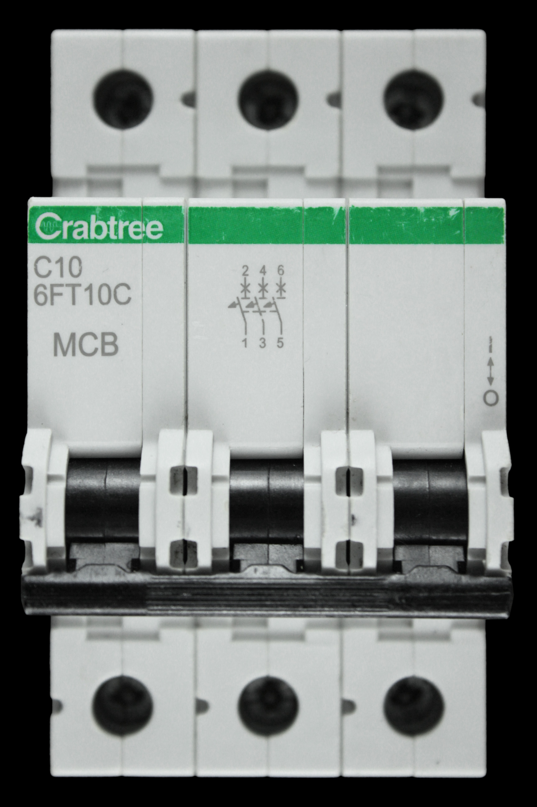 CRABTREE 10 AMP CURVE C 6kA TRIPLE POLE MCB CIRCUIT BREAKER LOADSTAR 6FT10C
