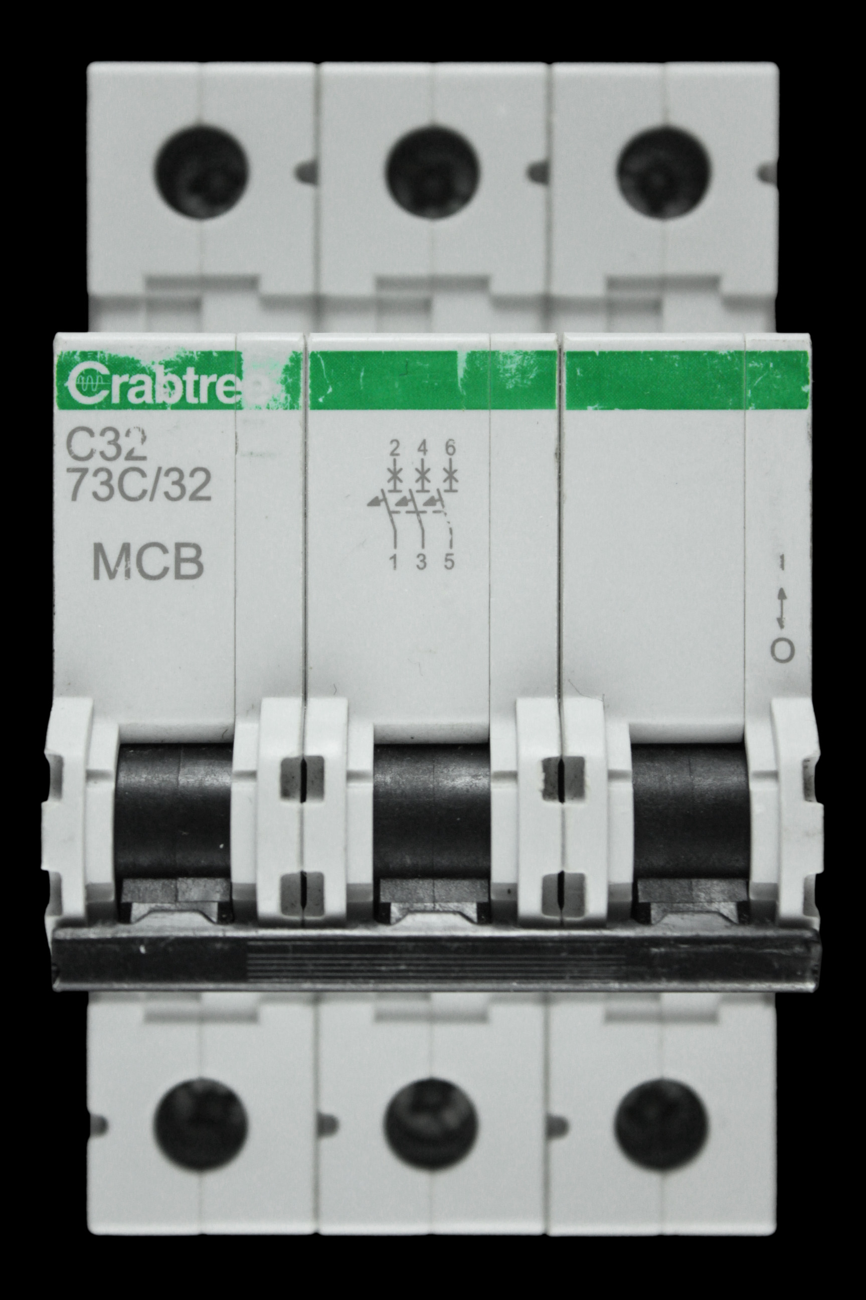 CRABTREE 32 AMP CURVE C 16kA TRIPLE POLE MCB CIRCUIT BREAKER 73C/32