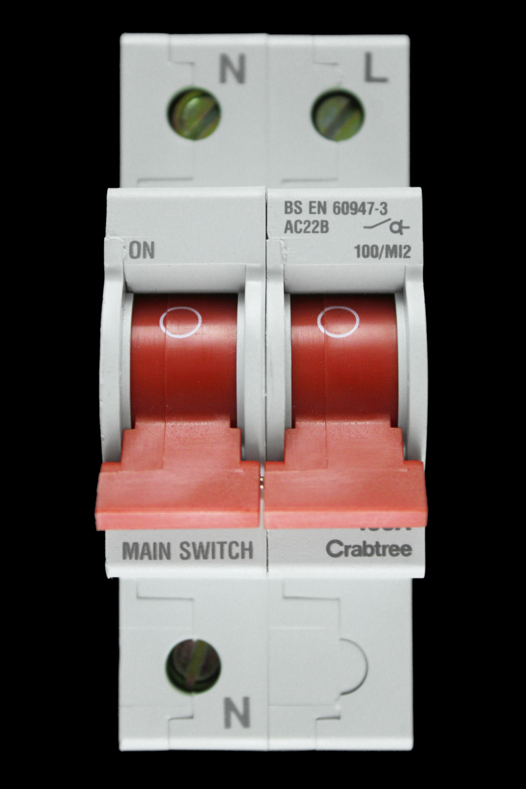 CRABTREE 100 AMP DOUBLE POLE MAIN SWITCH DISCONNECTOR 100/MI2 STARBREAKER AC22B